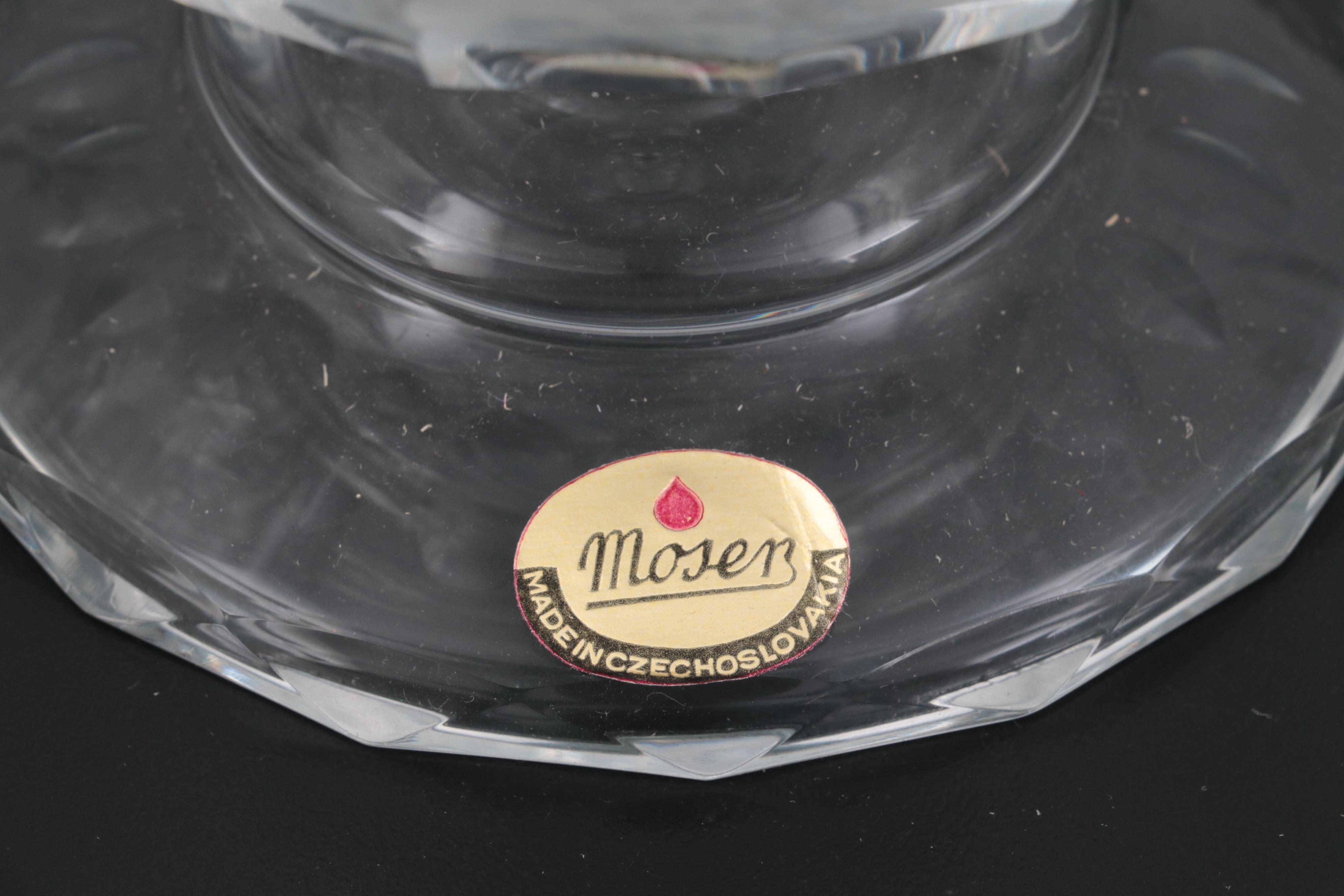 Moser "Maria Theresa" Cut and Engraved Czech Crystal Decanters, Late 20th C.