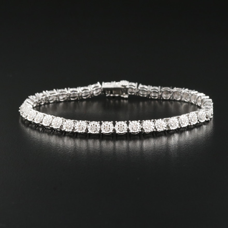 Sterling Diamond Line Bracelet