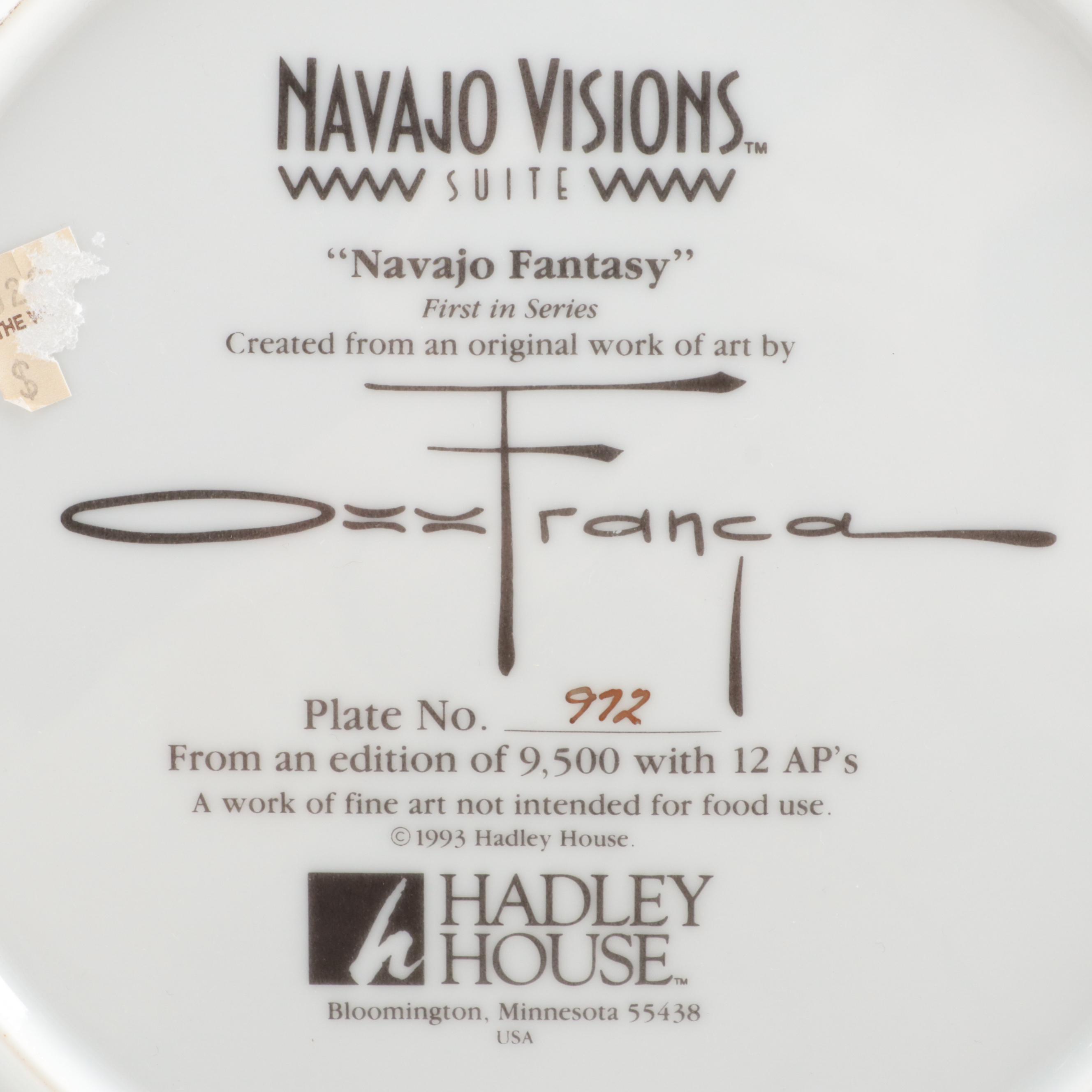 Hadley House "Navajo Fantasy" and "Pink Navajo" Collector Plates, 1993