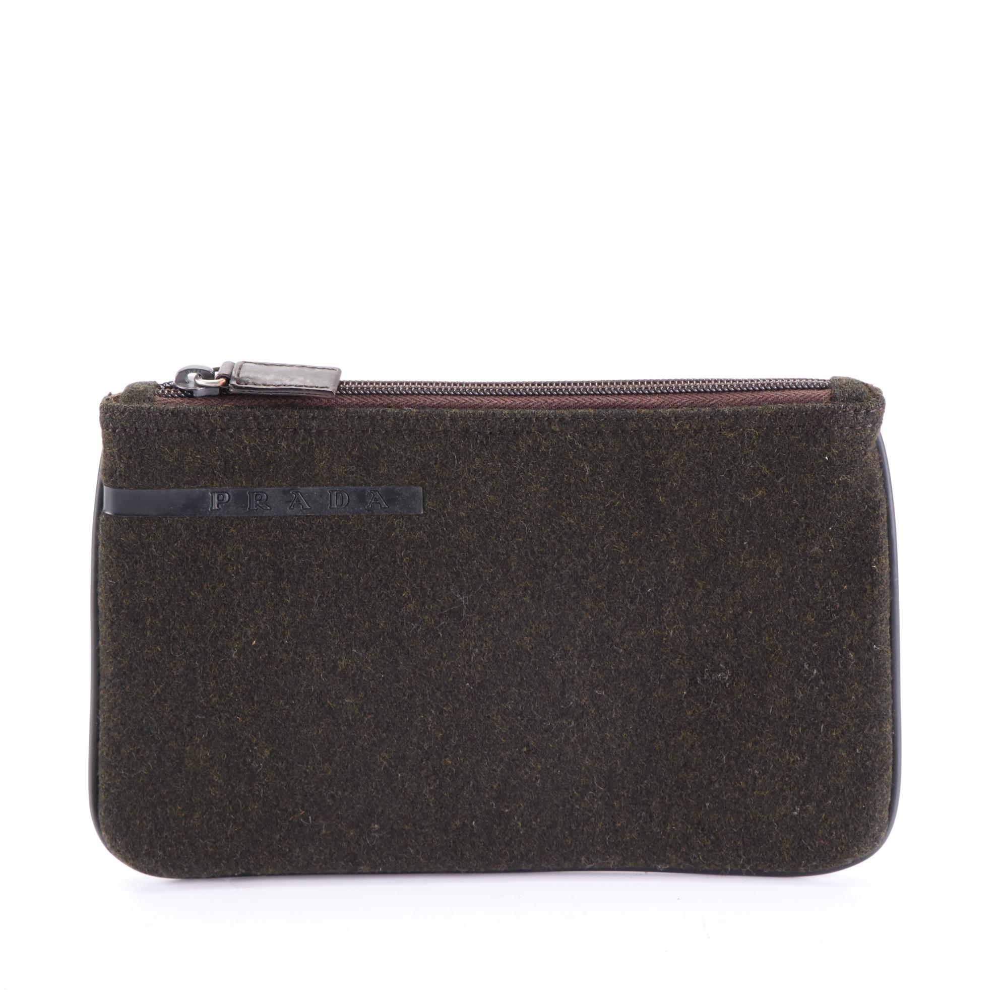 Prada Zip Clutch Bag in Wool