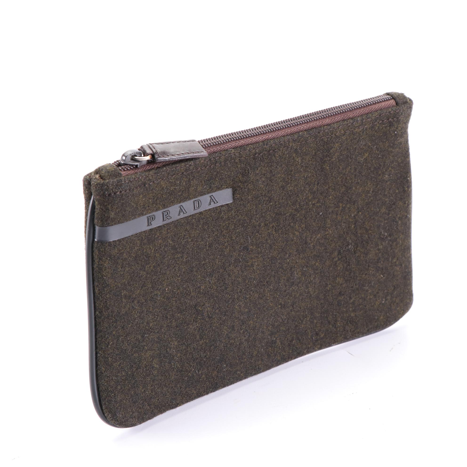 Prada Zip Clutch Bag in Wool