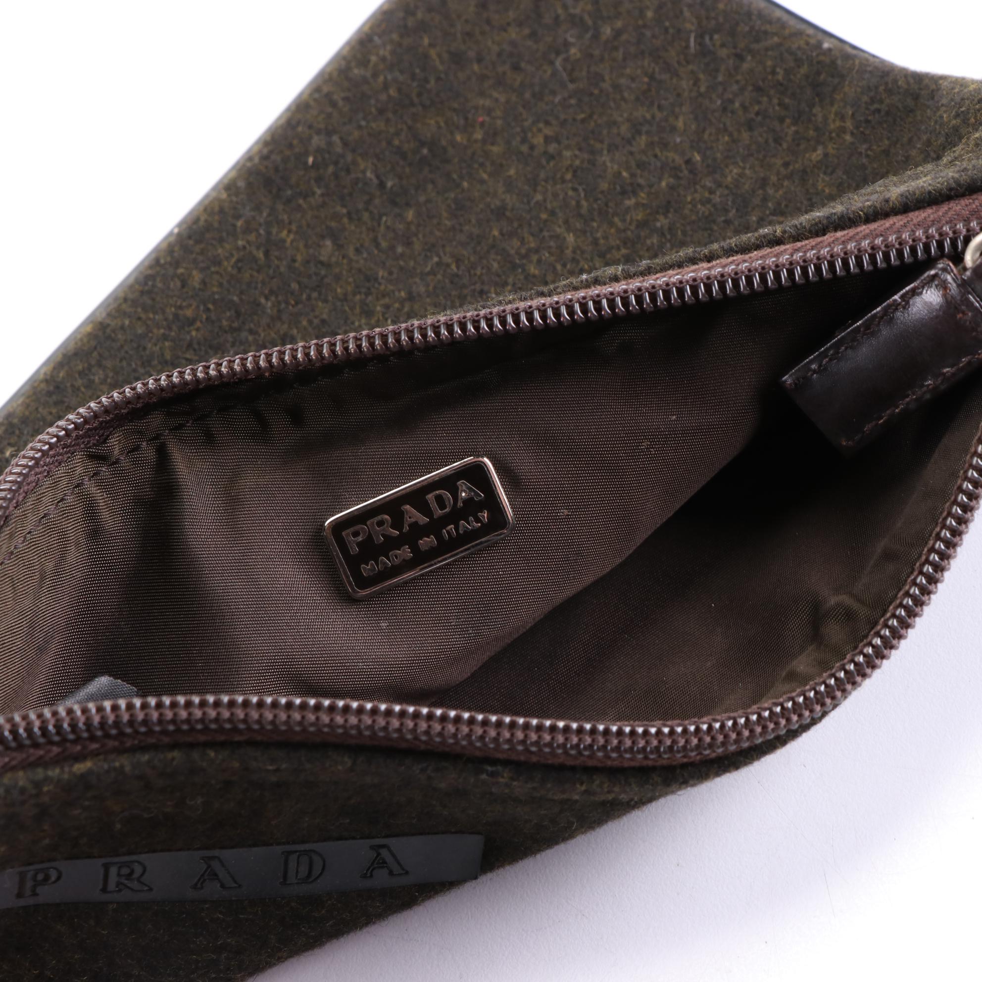 Prada Zip Clutch Bag in Wool