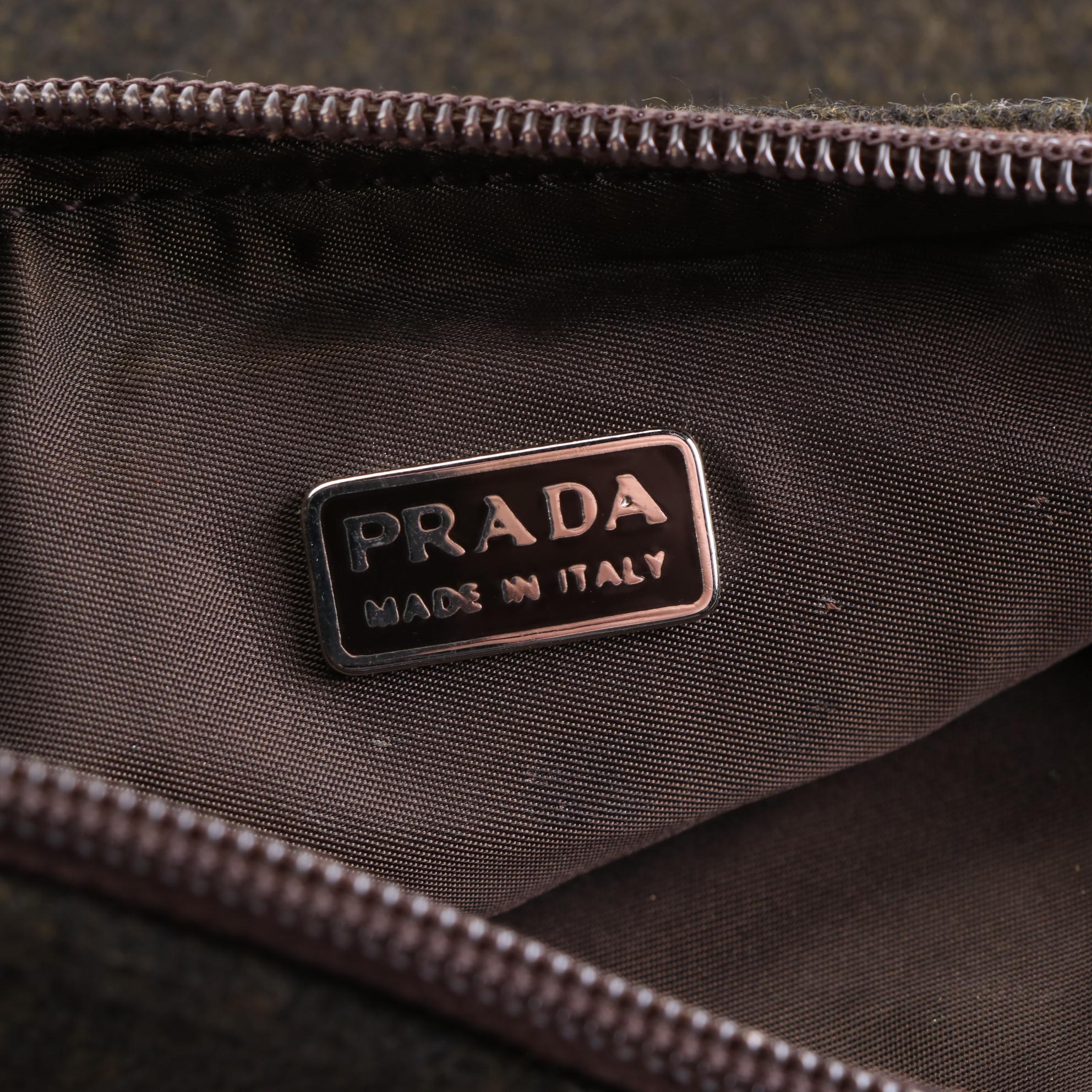Prada Zip Clutch Bag in Wool