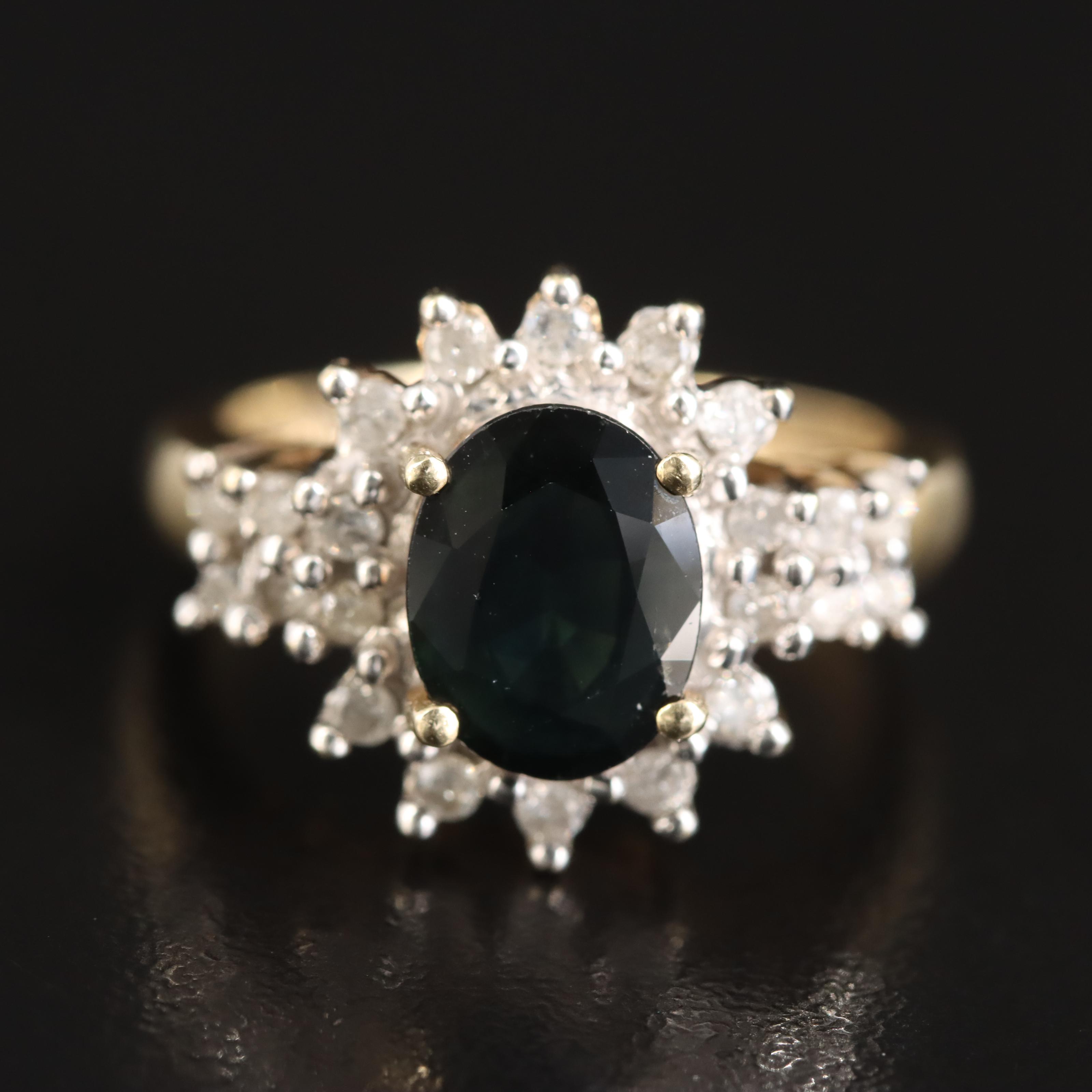 10K Sapphire and Diamond Ring