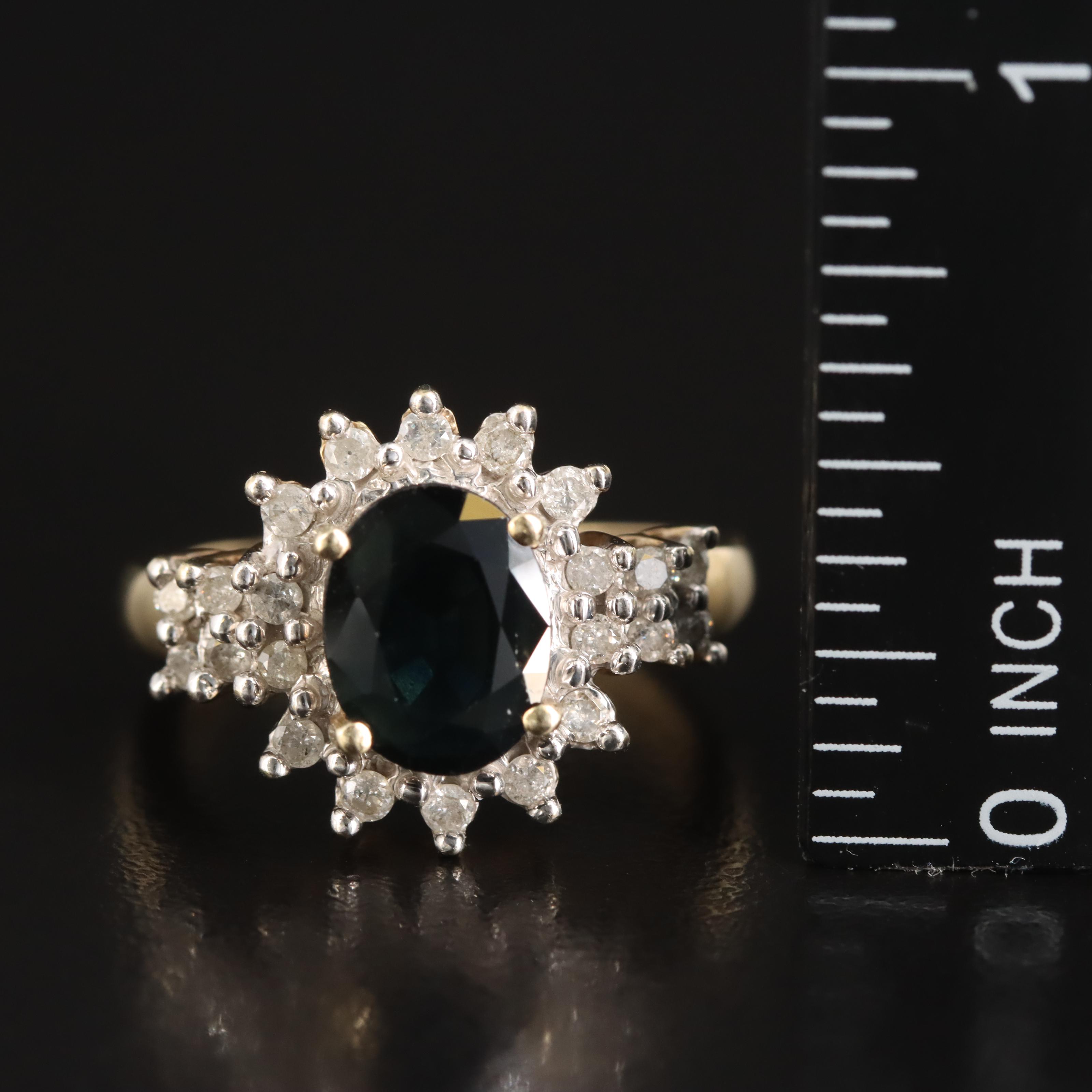 10K Sapphire and Diamond Ring