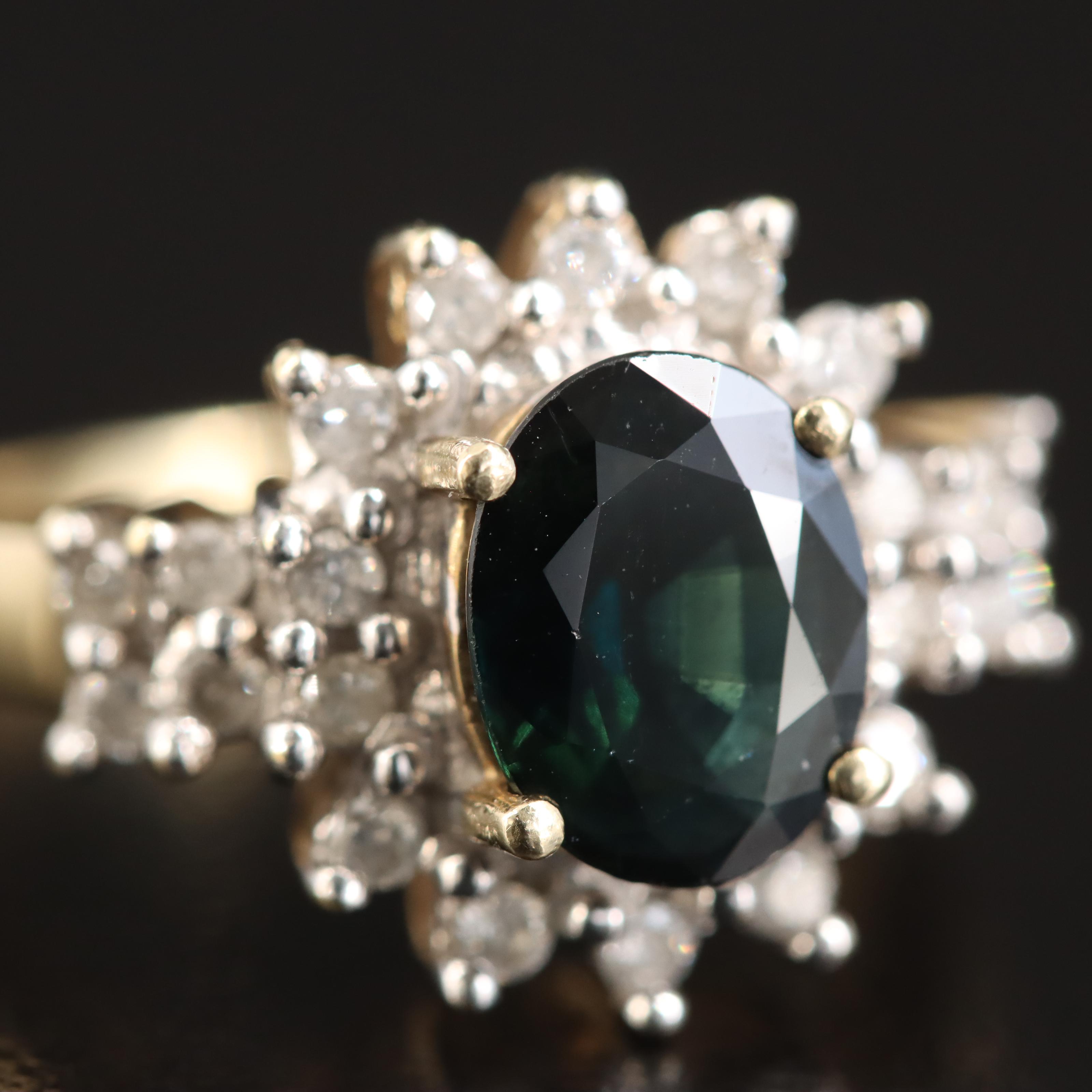 10K Sapphire and Diamond Ring