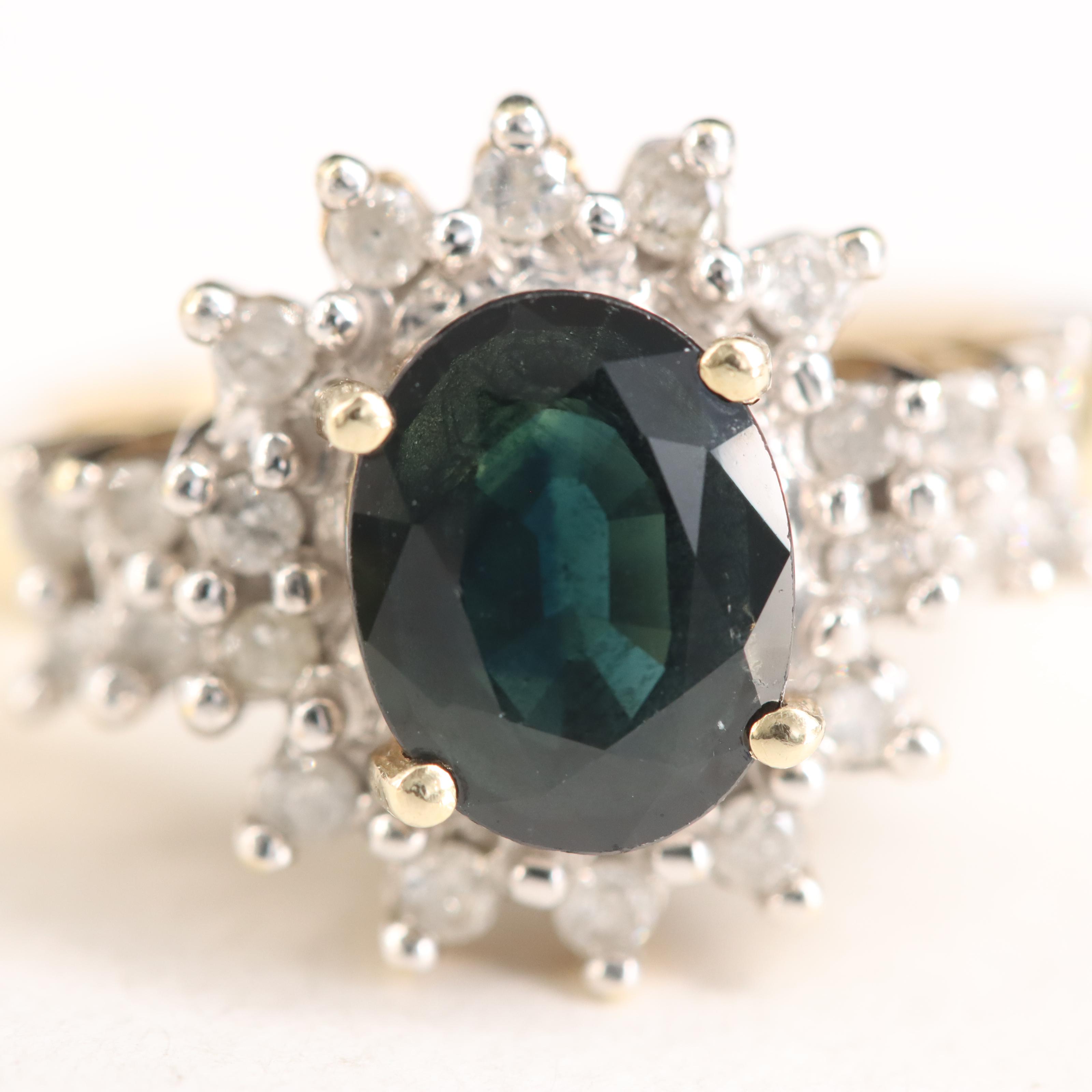 10K Sapphire and Diamond Ring