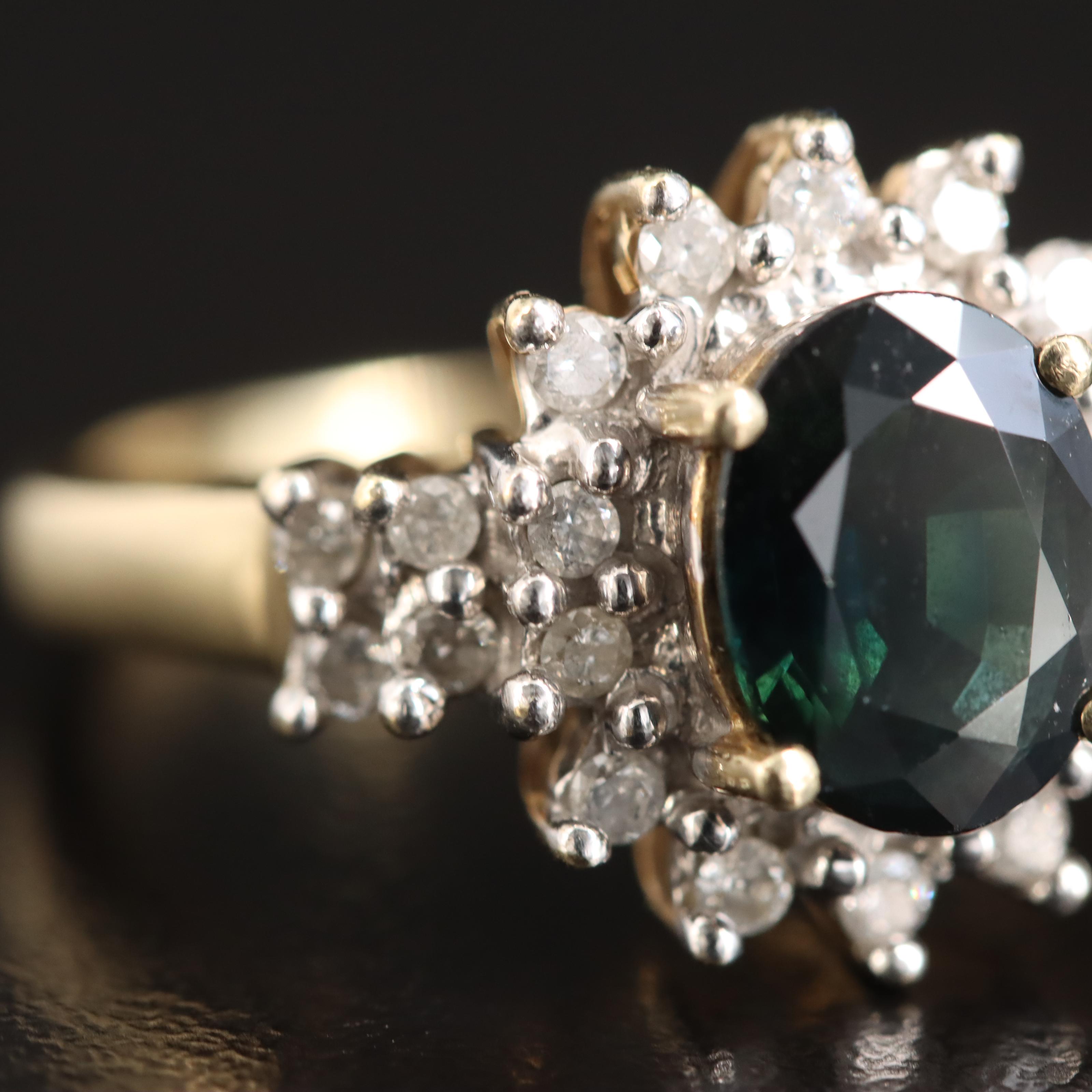 10K Sapphire and Diamond Ring