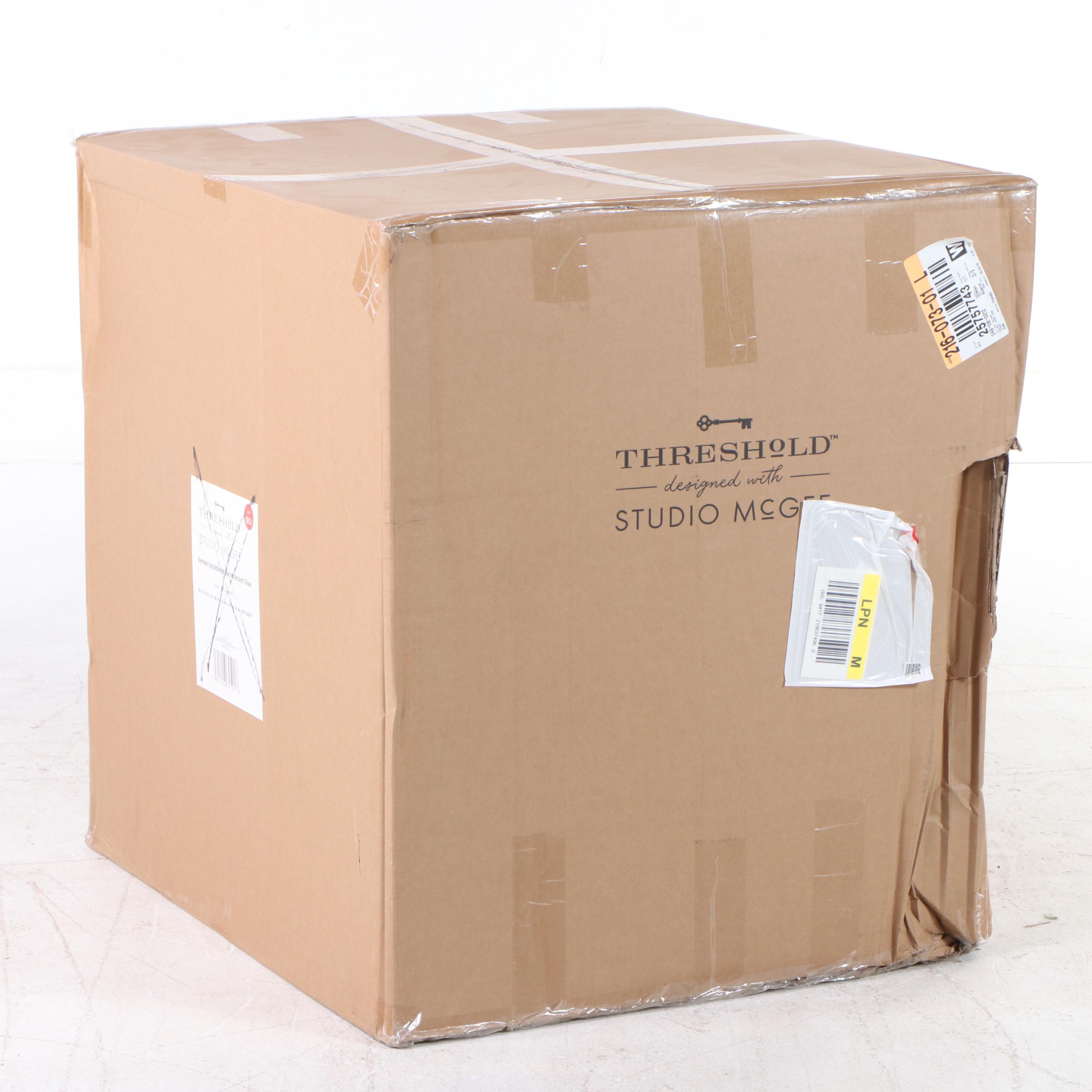 Studio McGee Threshold "Vernon" Upholstered Barrel Accent Chair in Cream Sherpa