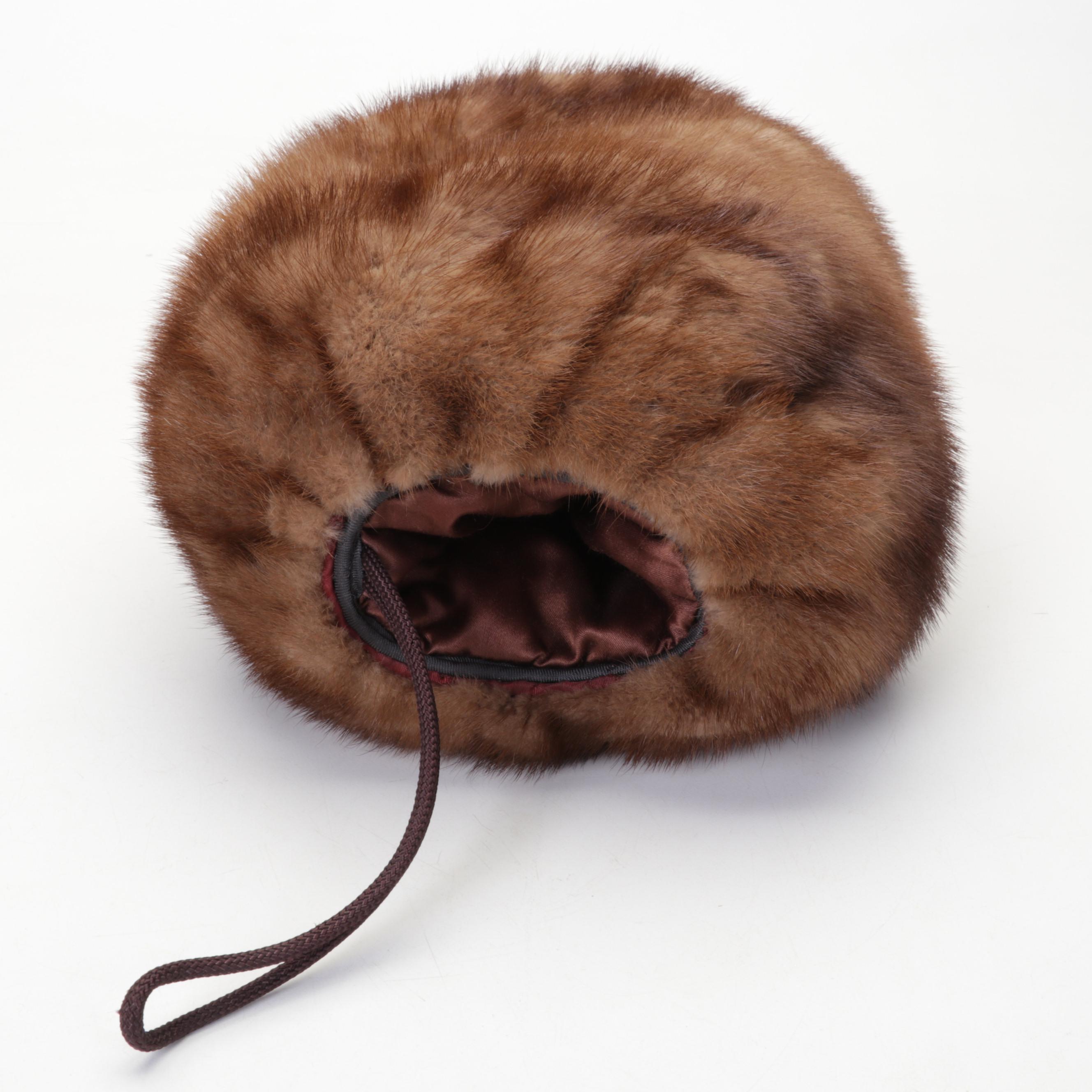 Chestnut Mink Fur Barrel Muff