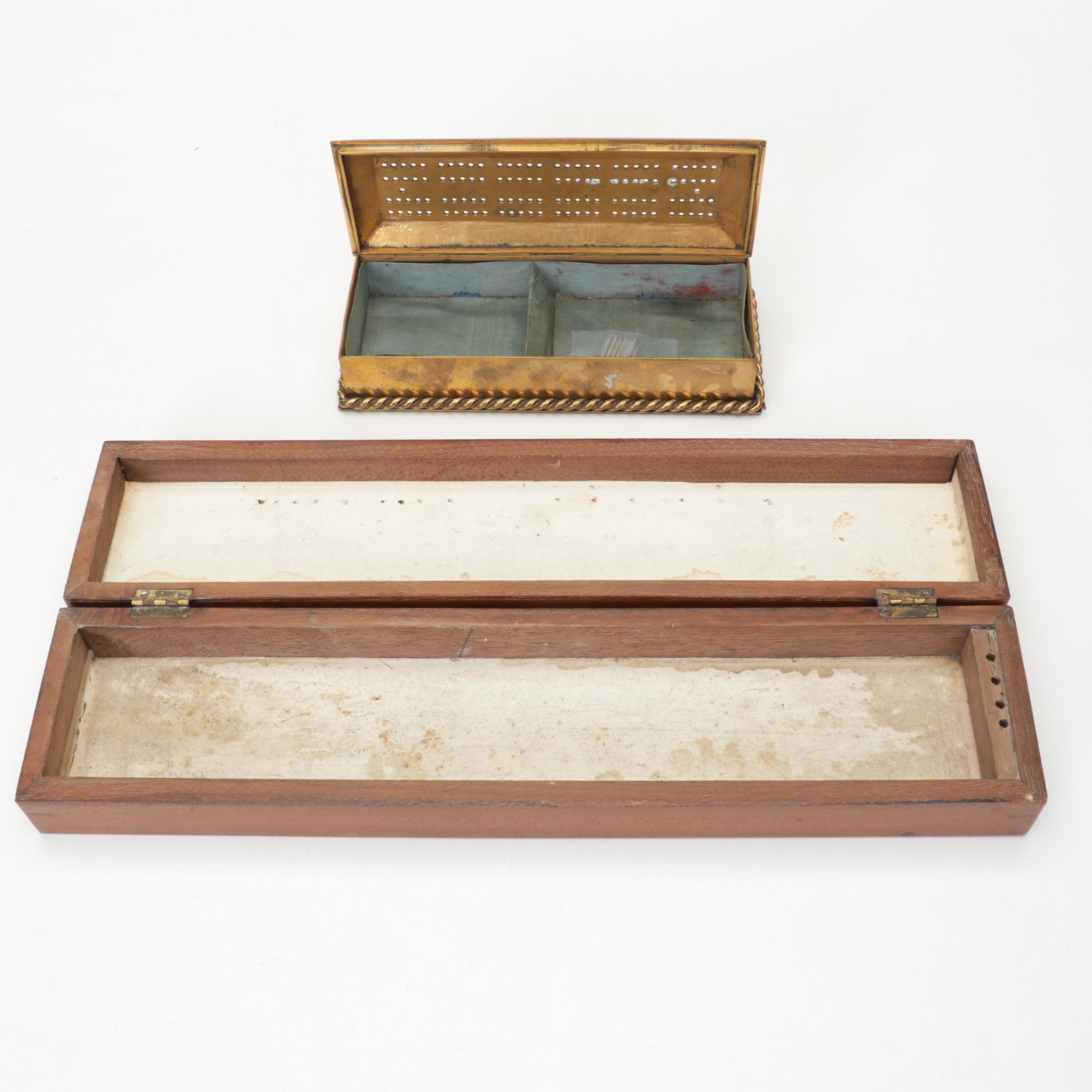 Wood With Inlay, Brass and Metal Cribbage Boards