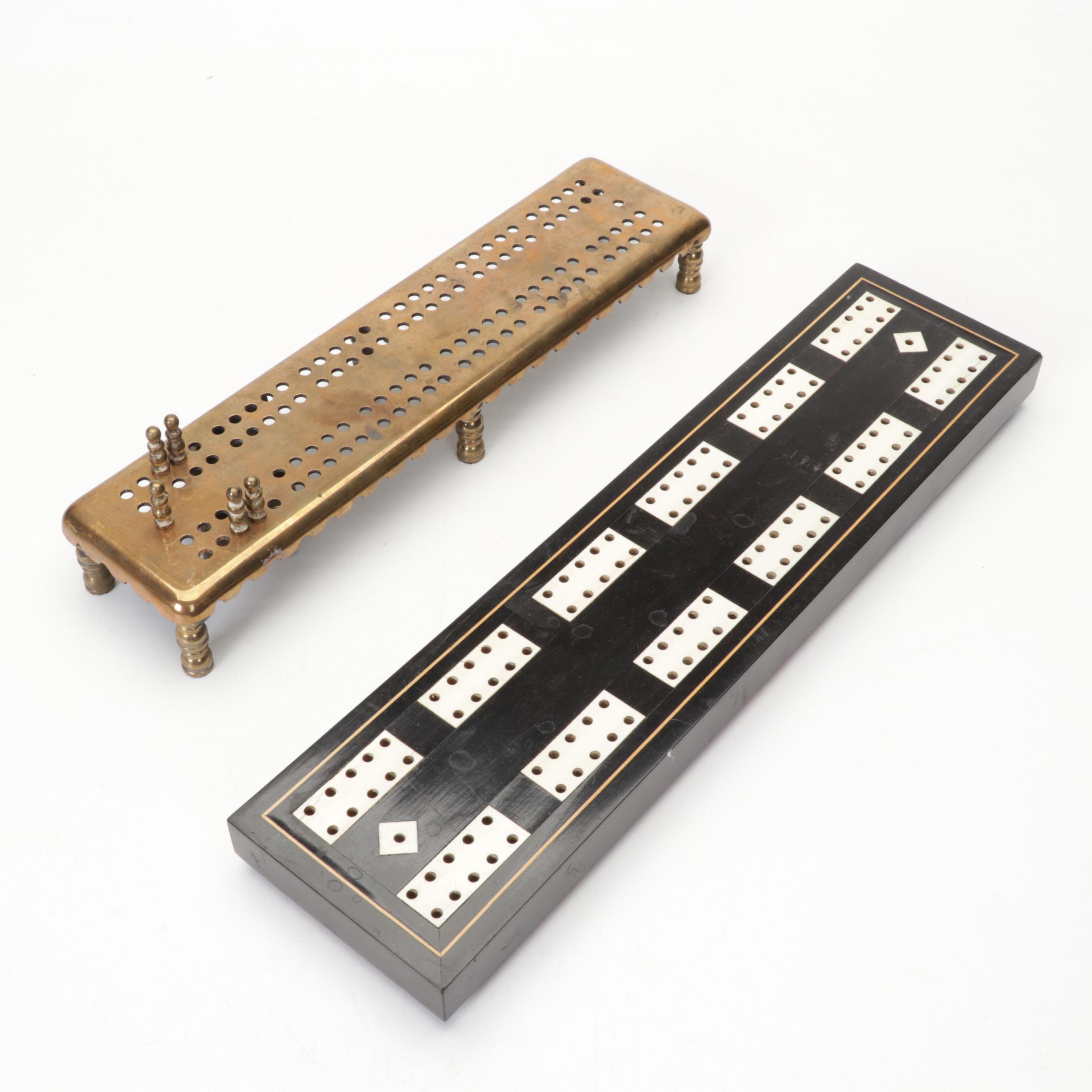 Wood With Inlay, Brass and Metal Cribbage Boards
