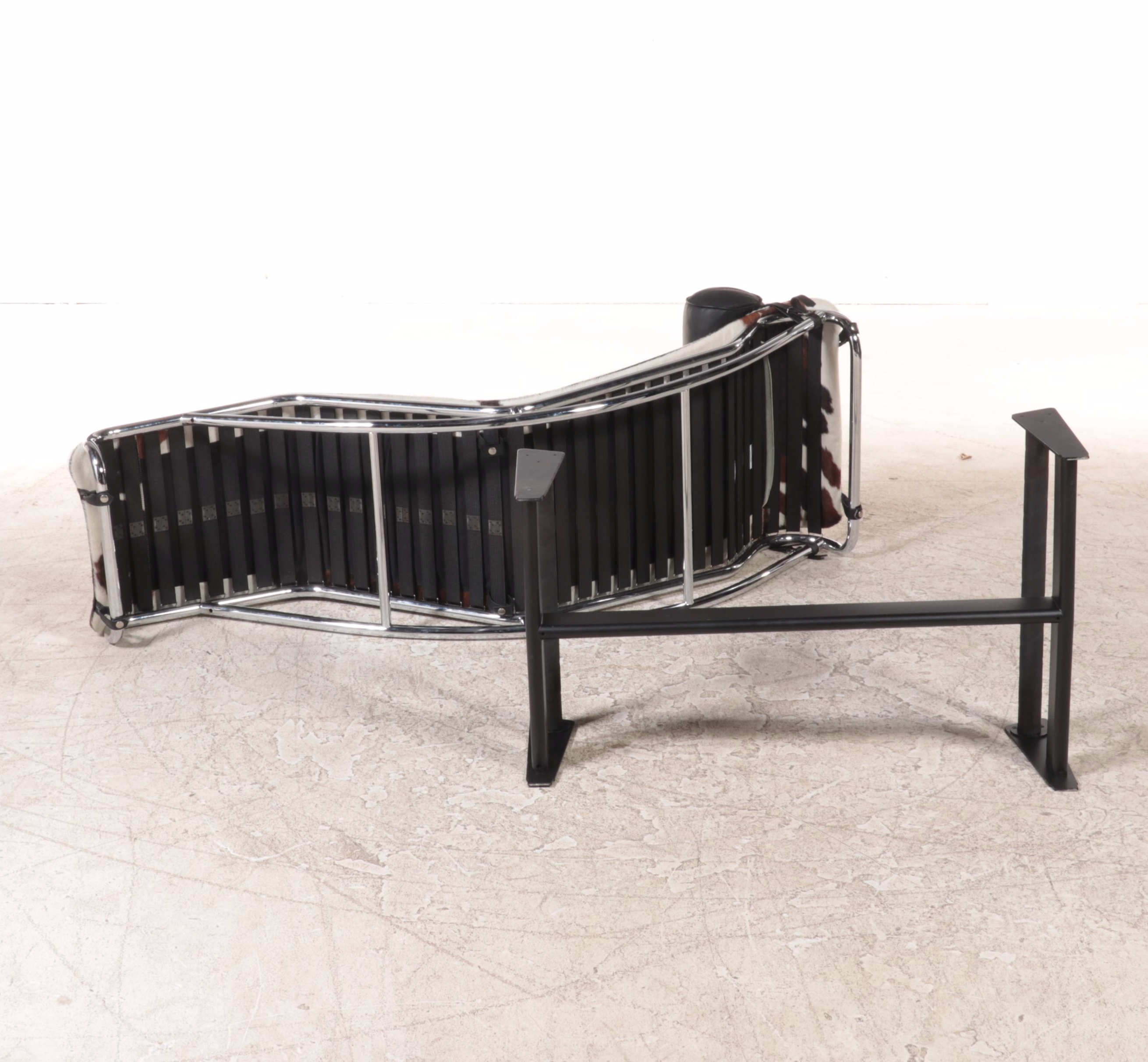 Cowhide Covered Lounge Chair After Le Corbusier's LC4 with Cowhide Rug