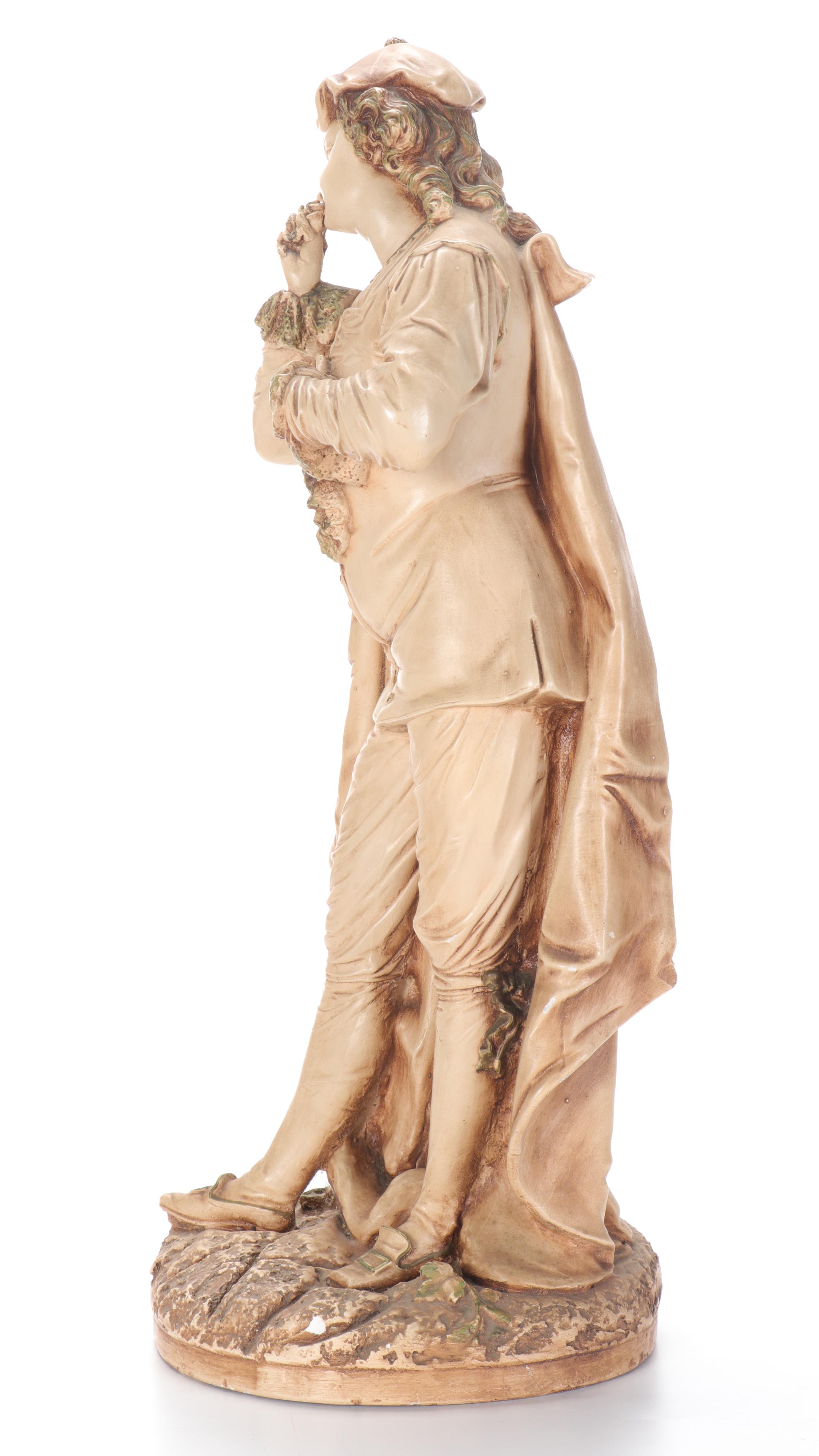 Marwal Industries Chalkware Sculpture of a Man With Rose