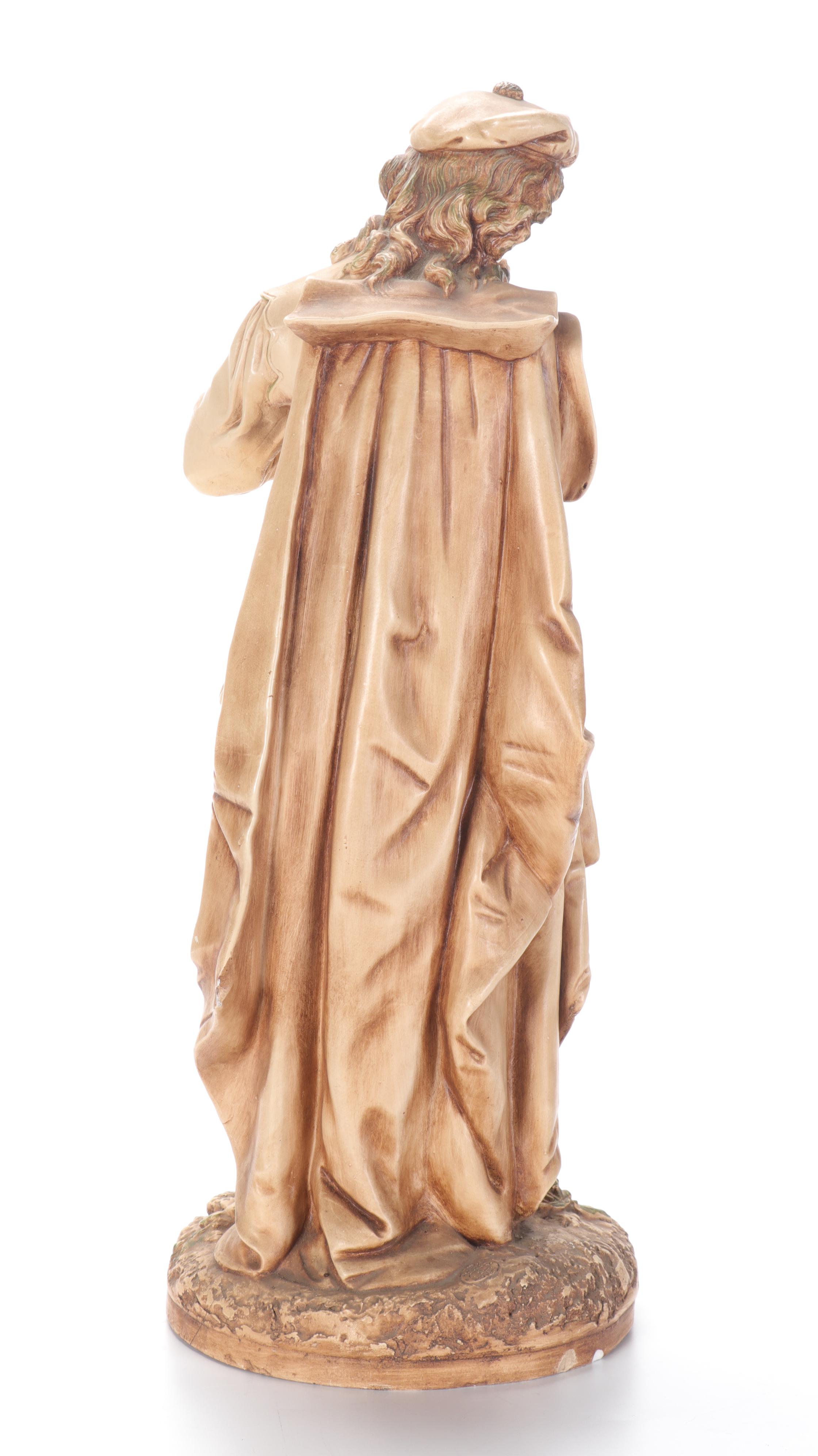 Marwal Industries Chalkware Sculpture of a Man With Rose