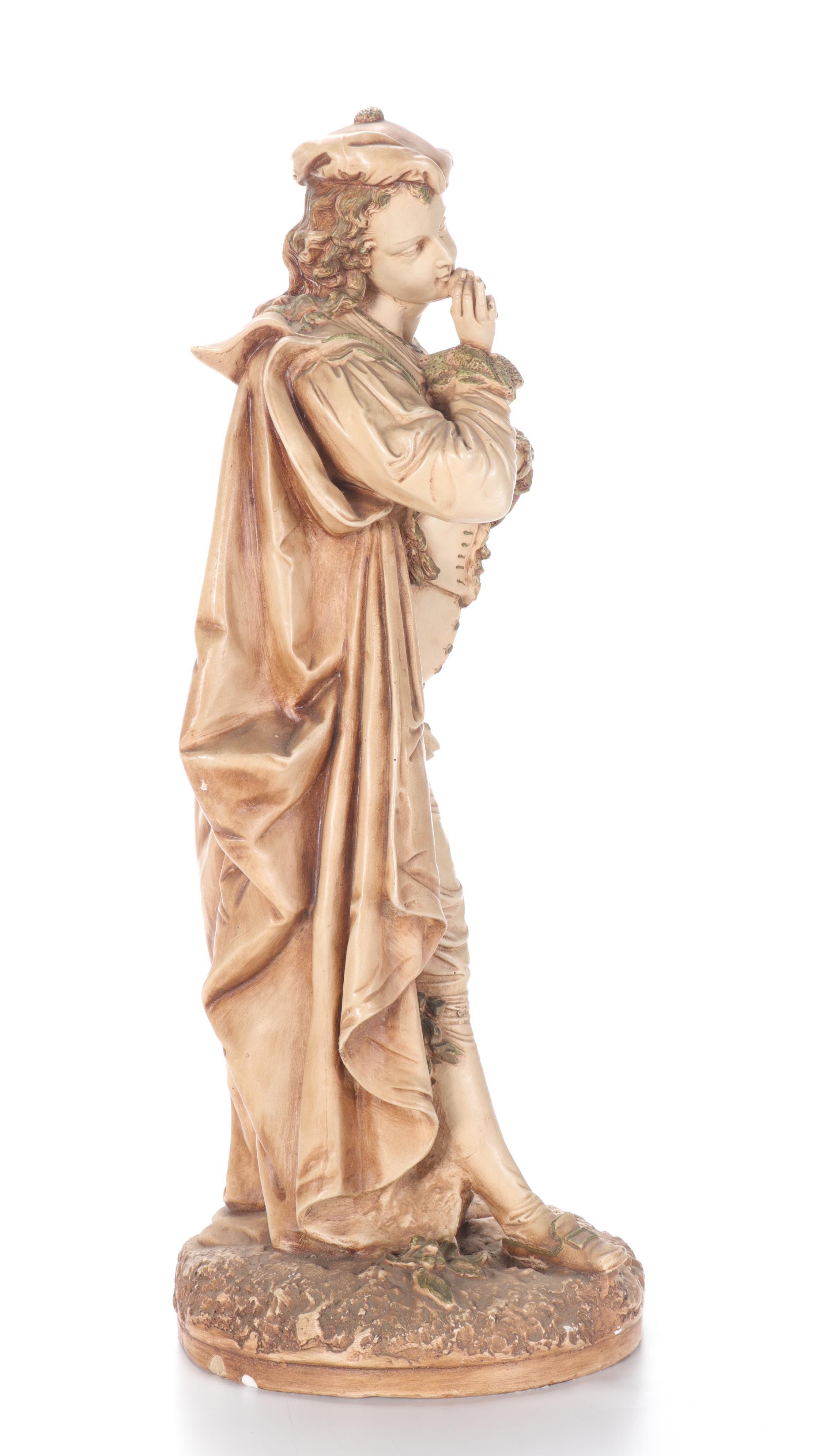 Marwal Industries Chalkware Sculpture of a Man With Rose
