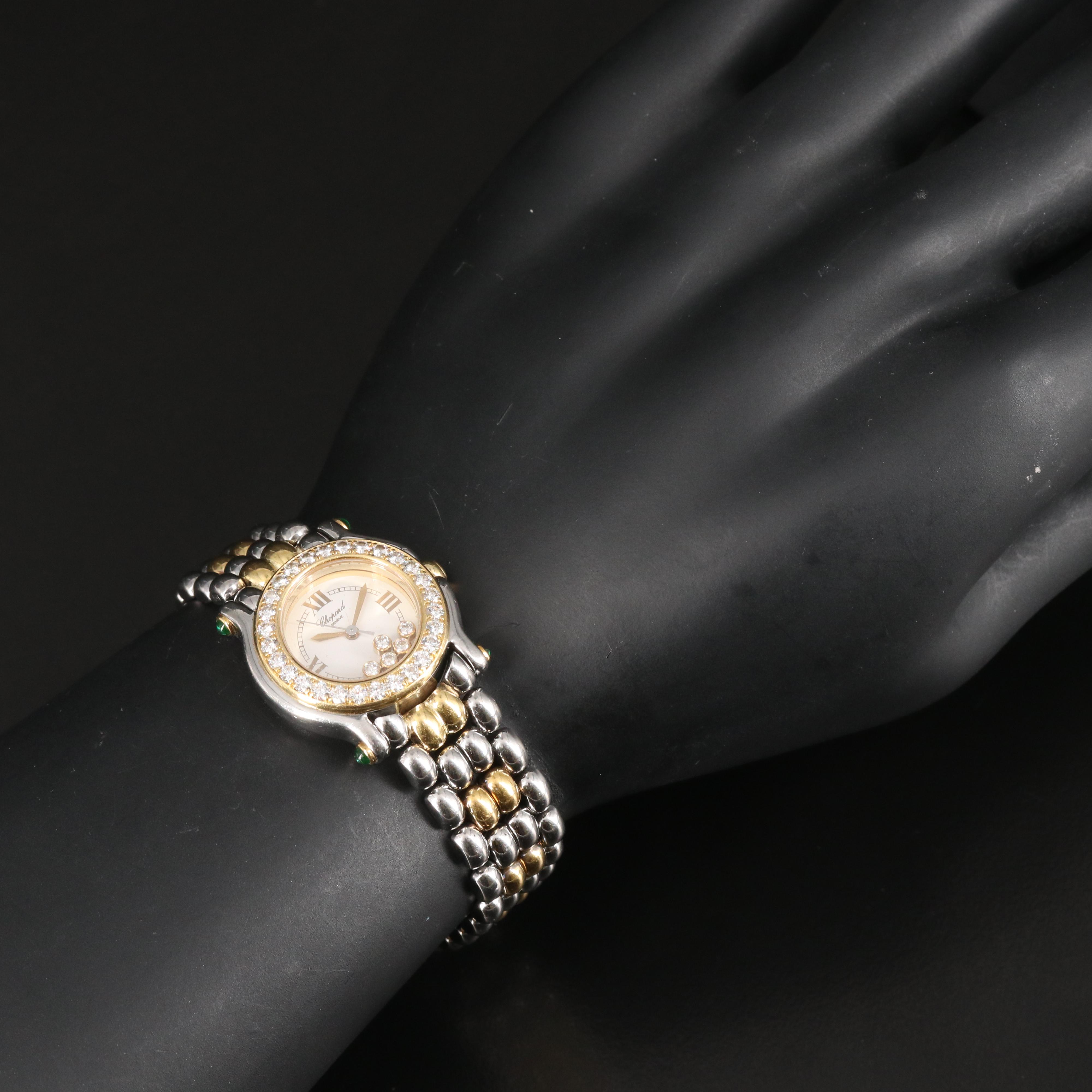 Chopard "Happy Sport" Floating Diamonds and Diamond Bezel Watch