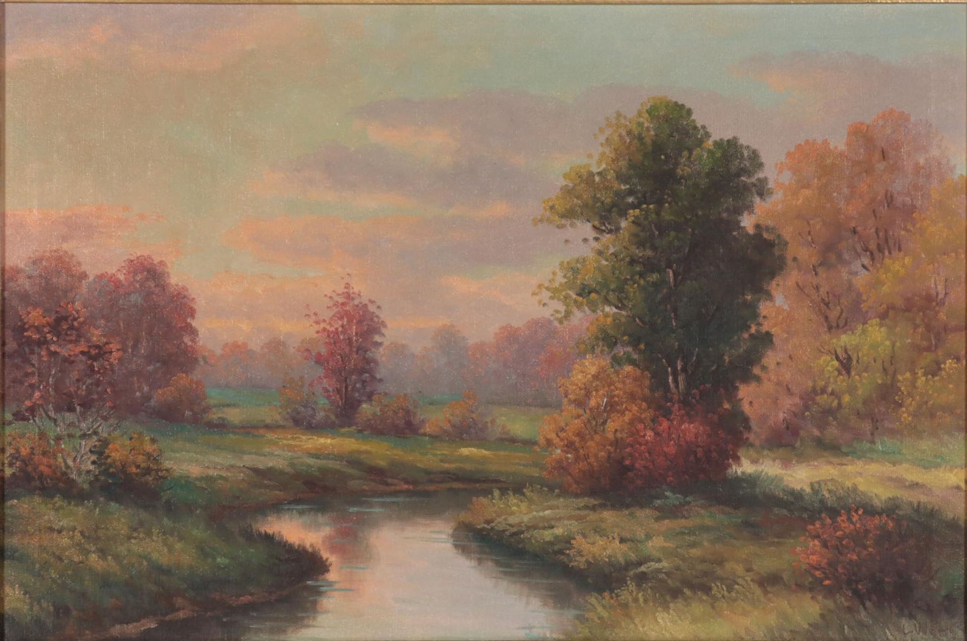 Oil Painting of River Landscape