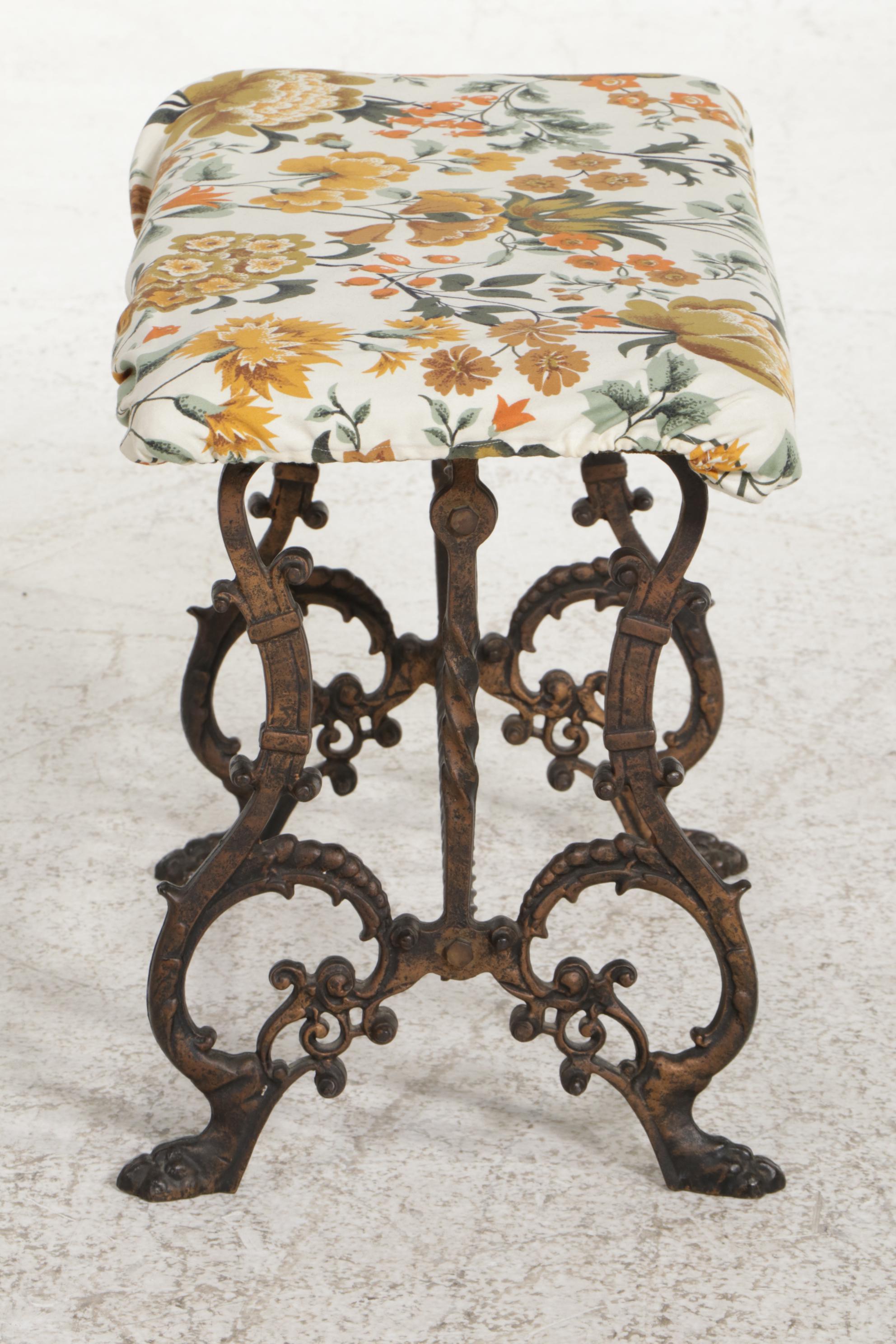 Victorian Cast Iron Piano Bench, Late 19th Century