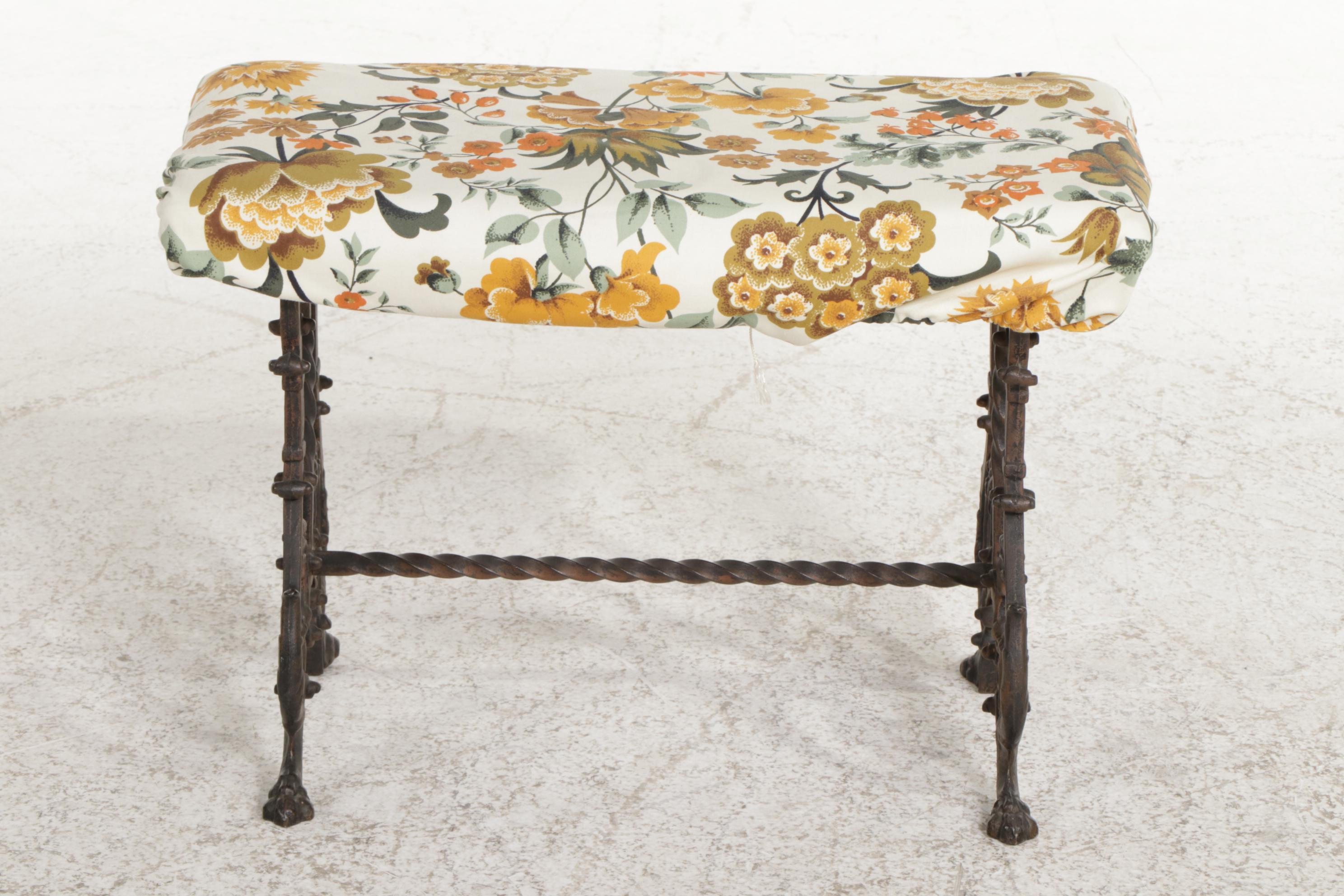 Victorian Cast Iron Piano Bench, Late 19th Century