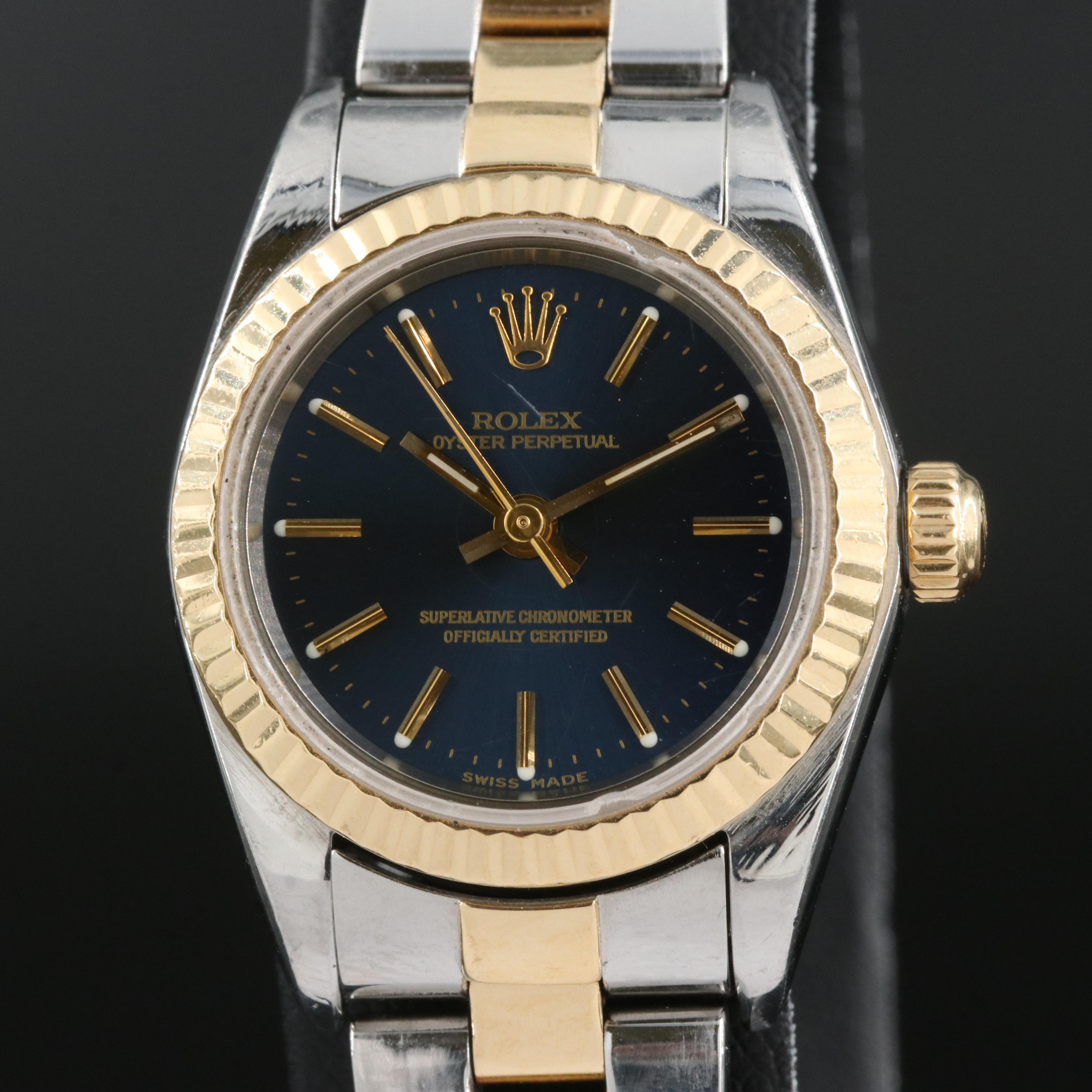 2001 Rolex Oyster Perpetual Blue Dial Watch