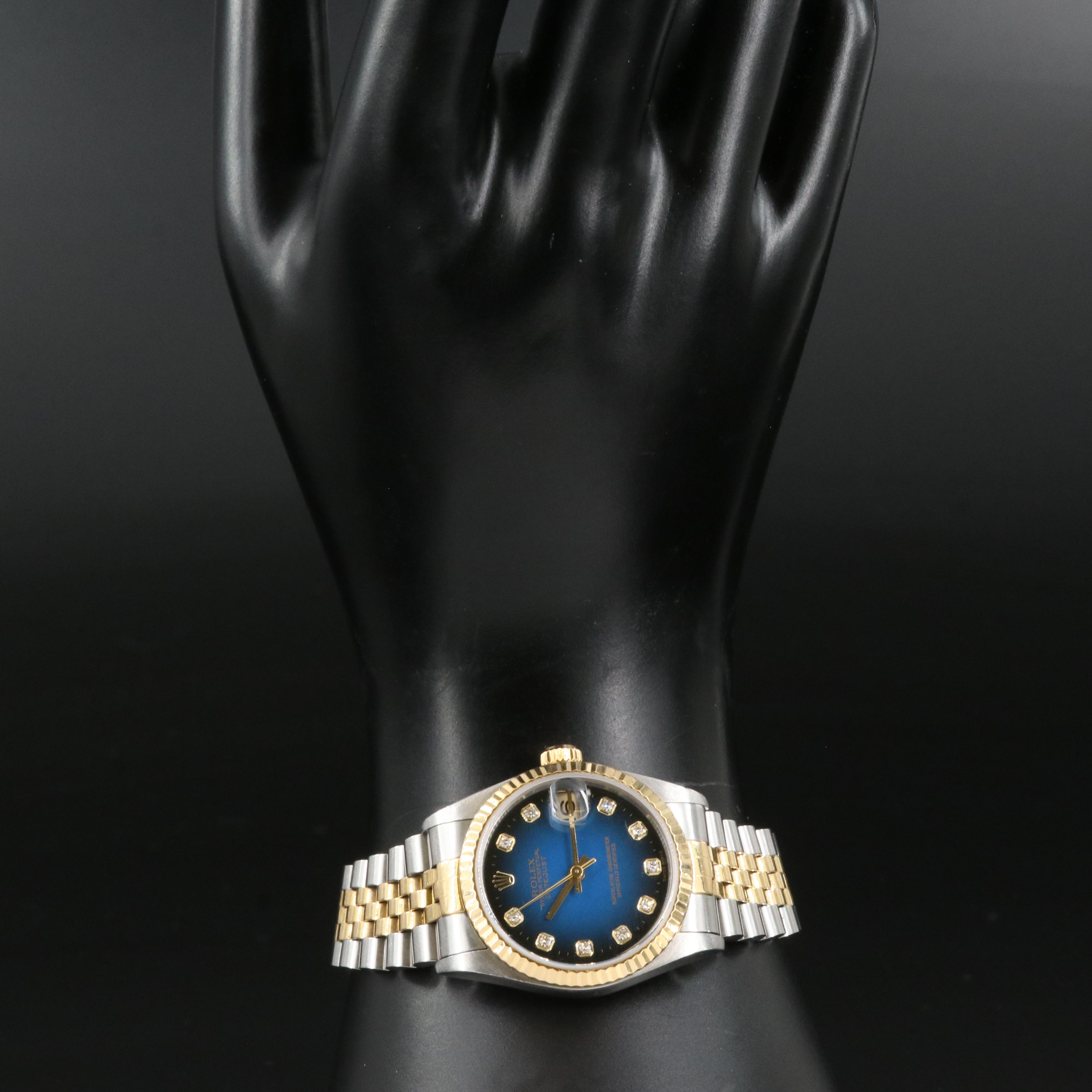 2001 Rolex Datejust Factory Diamond Blue Dial Watch