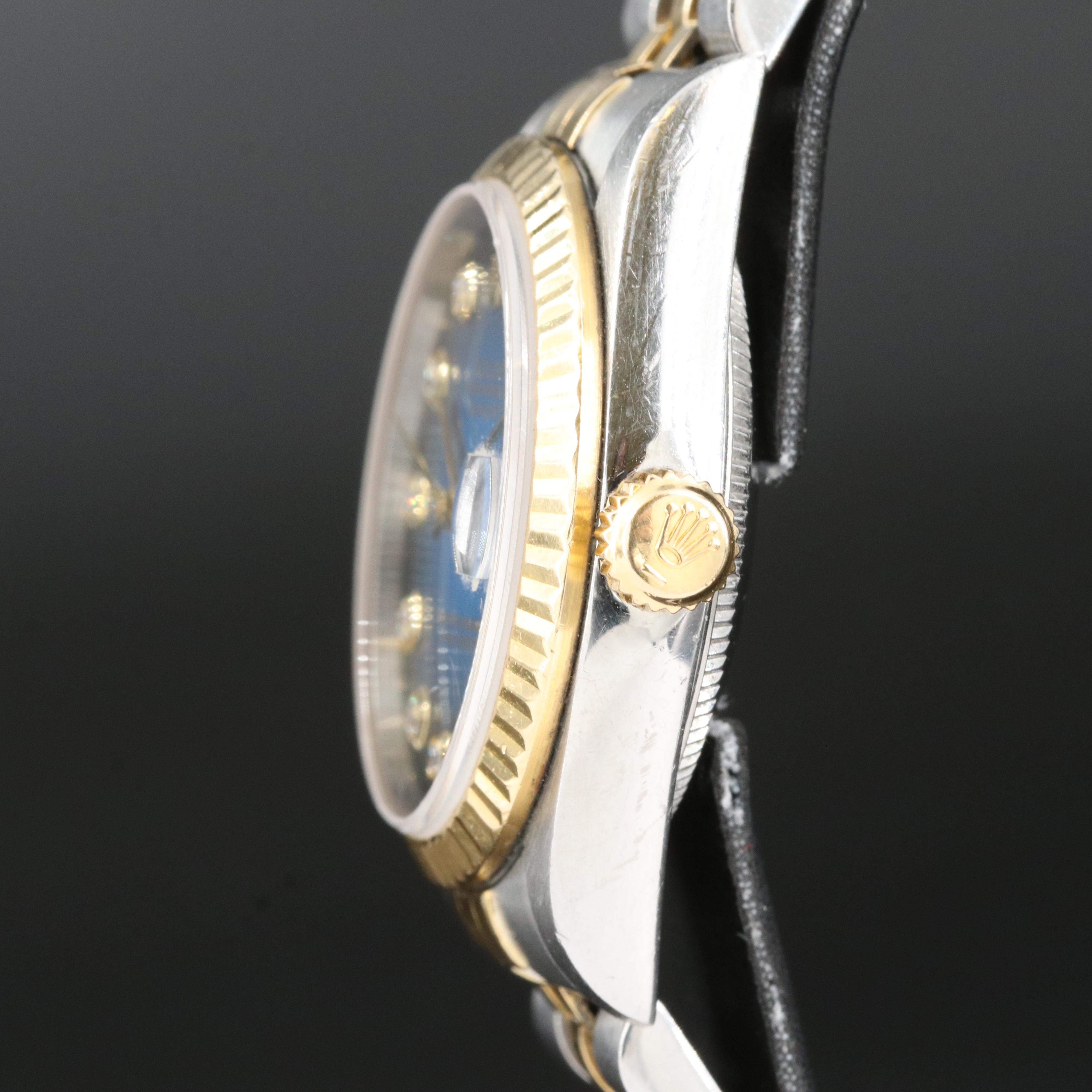 2001 Rolex Datejust Factory Diamond Blue Dial Watch