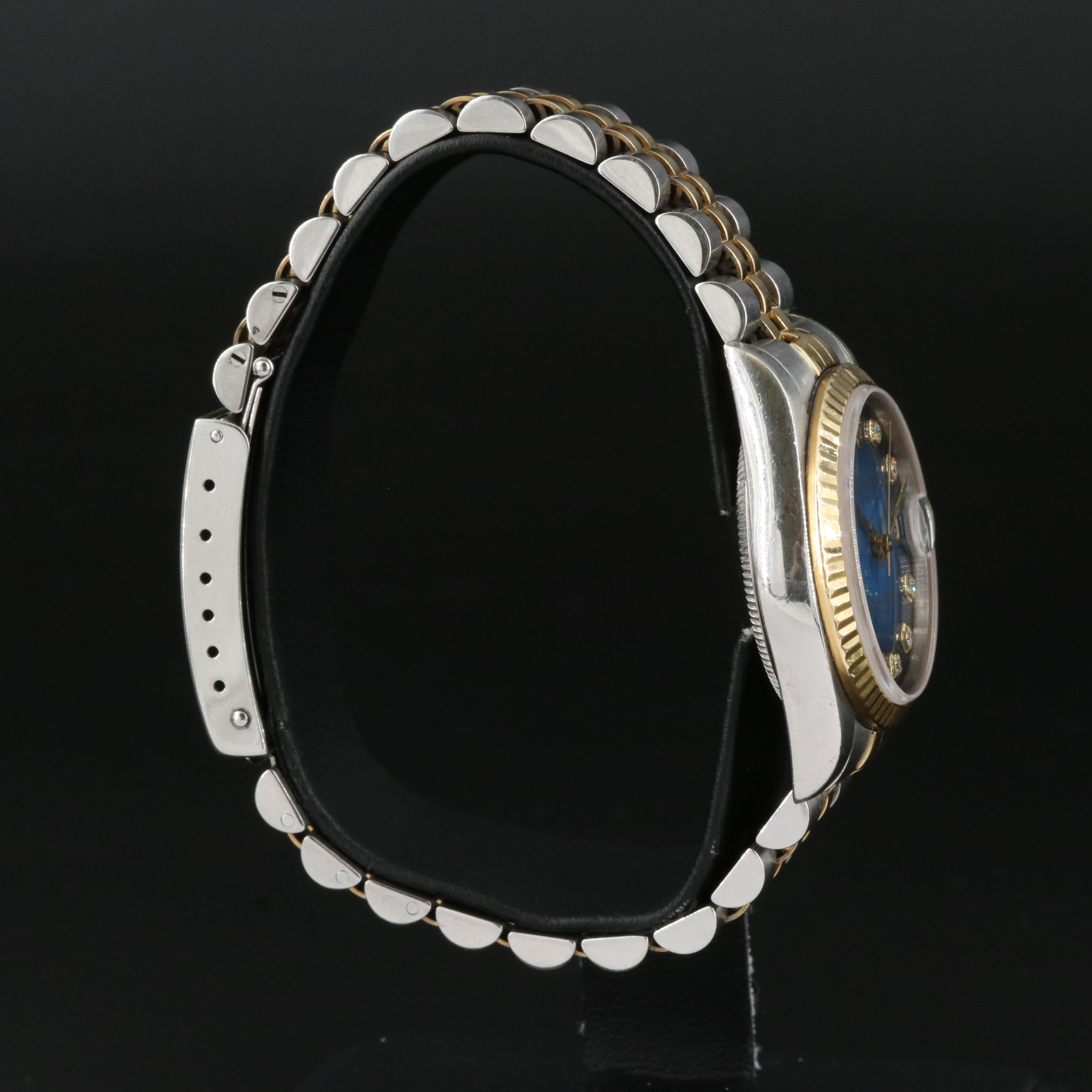 2001 Rolex Datejust Factory Diamond Blue Dial Watch