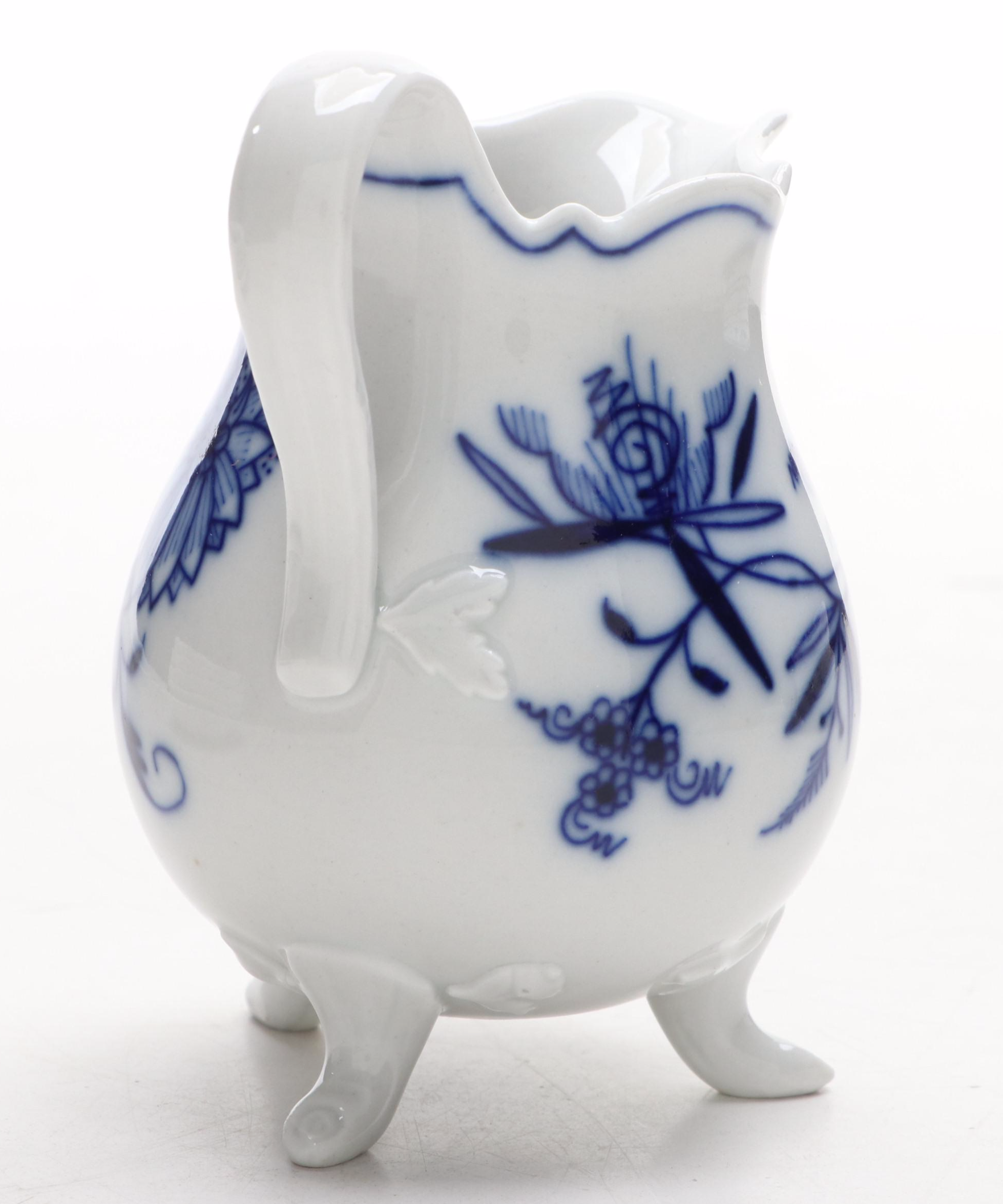 Meissen "Blue Onion" Creamer with Fruit or Sauce Bowls, Late 19th/ Early 20th C.