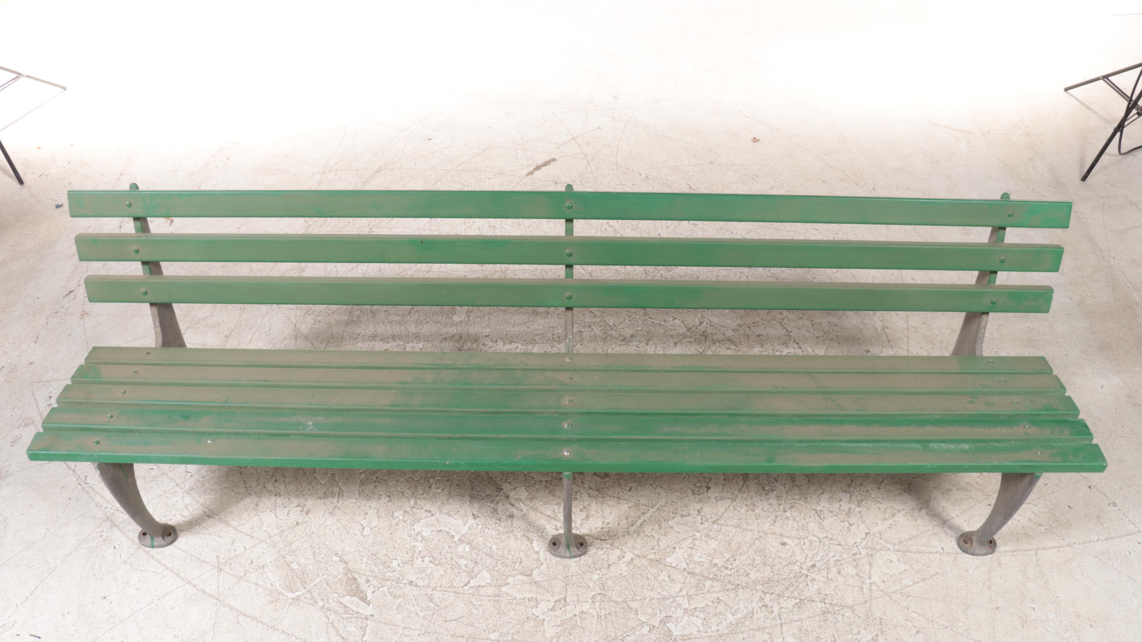 Fiberglass Plank and Cast Aluminum Outdoor Bench