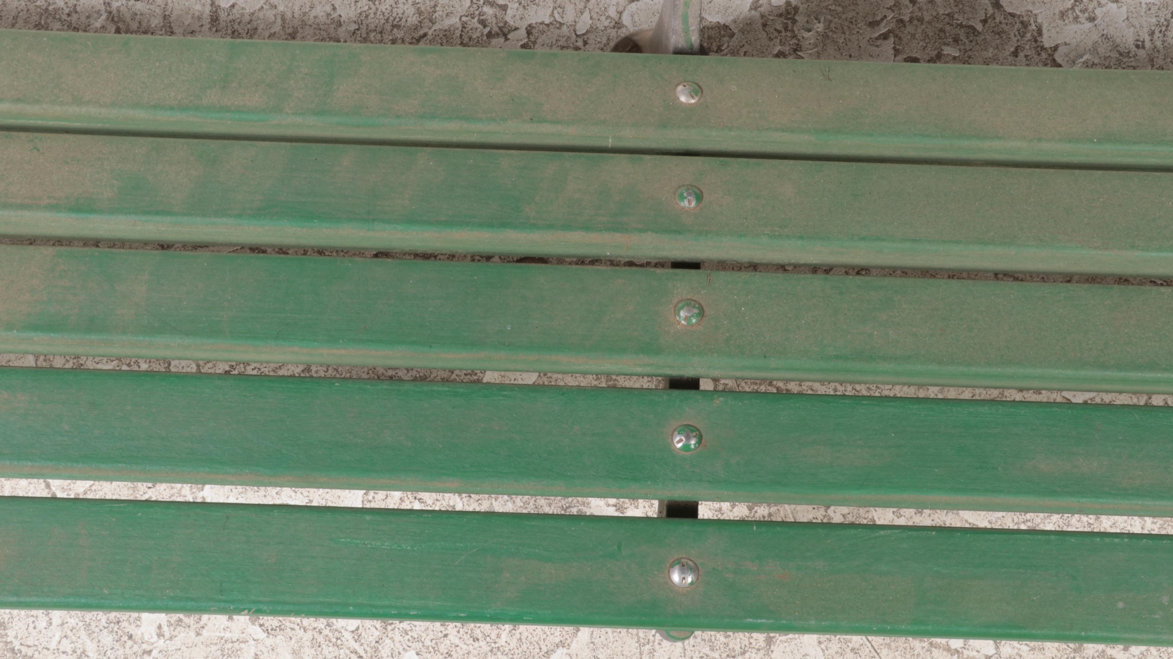 Fiberglass Plank and Cast Aluminum Outdoor Bench