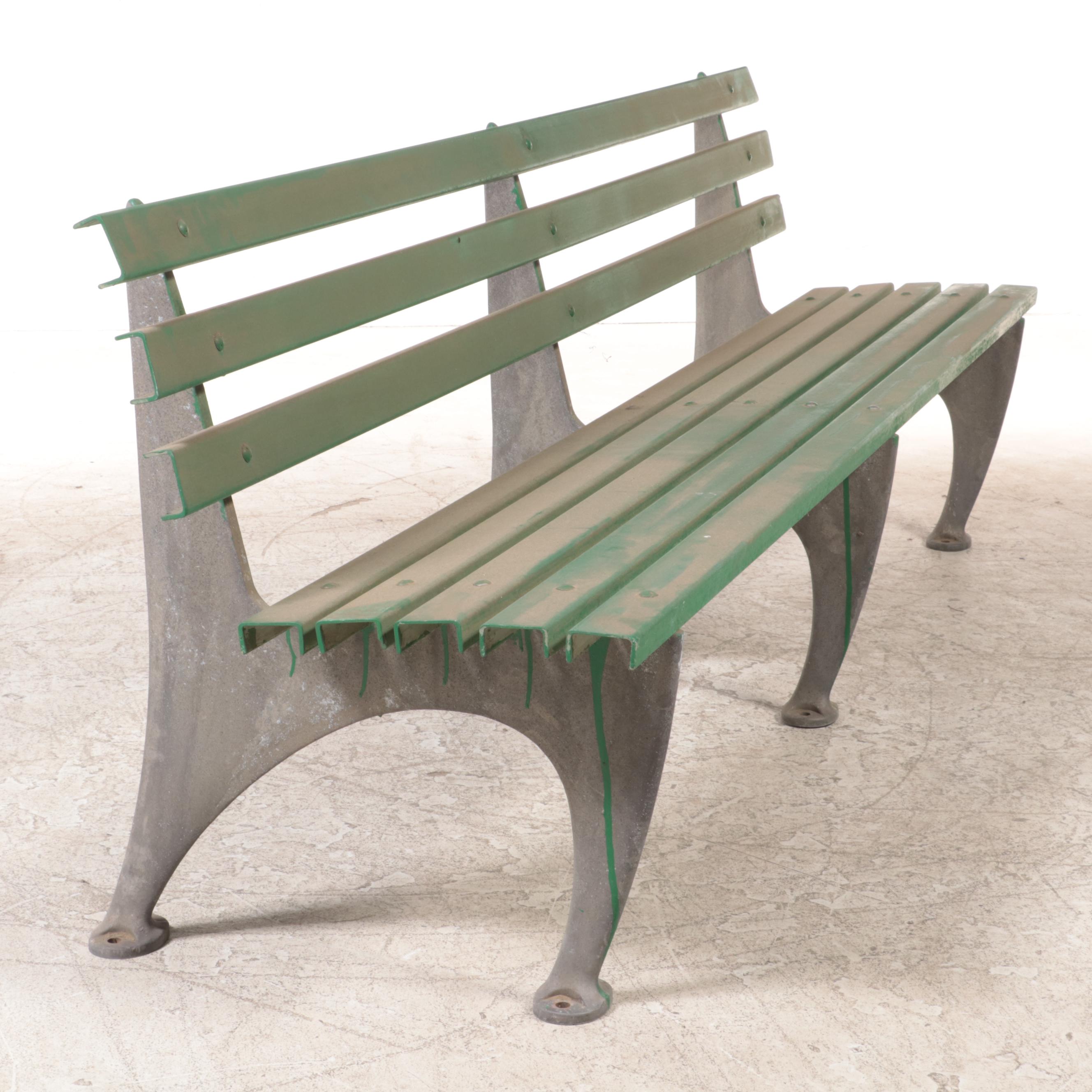 Fiberglass Plank and Cast Aluminum Outdoor Bench