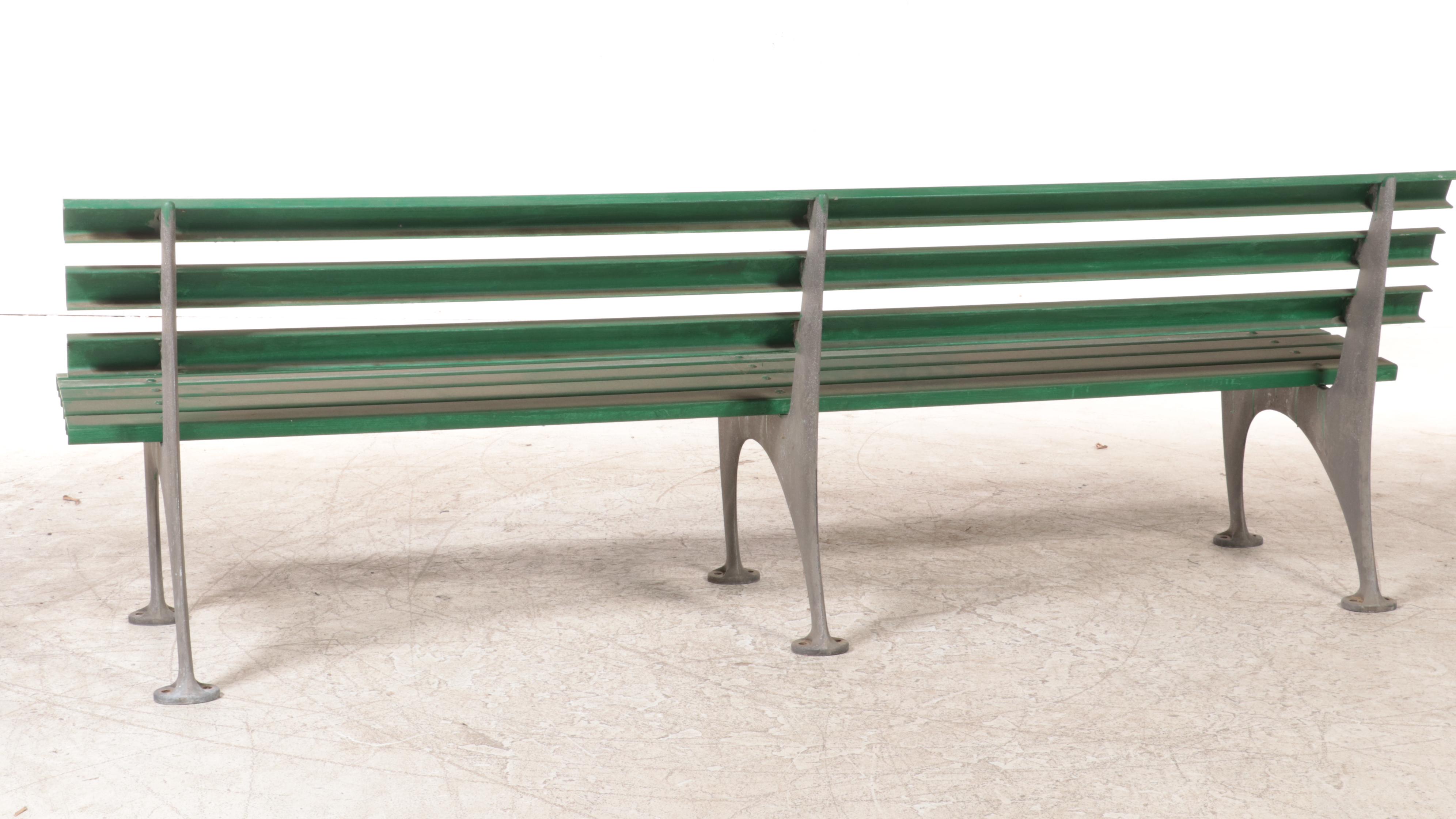Fiberglass Plank and Cast Aluminum Outdoor Bench