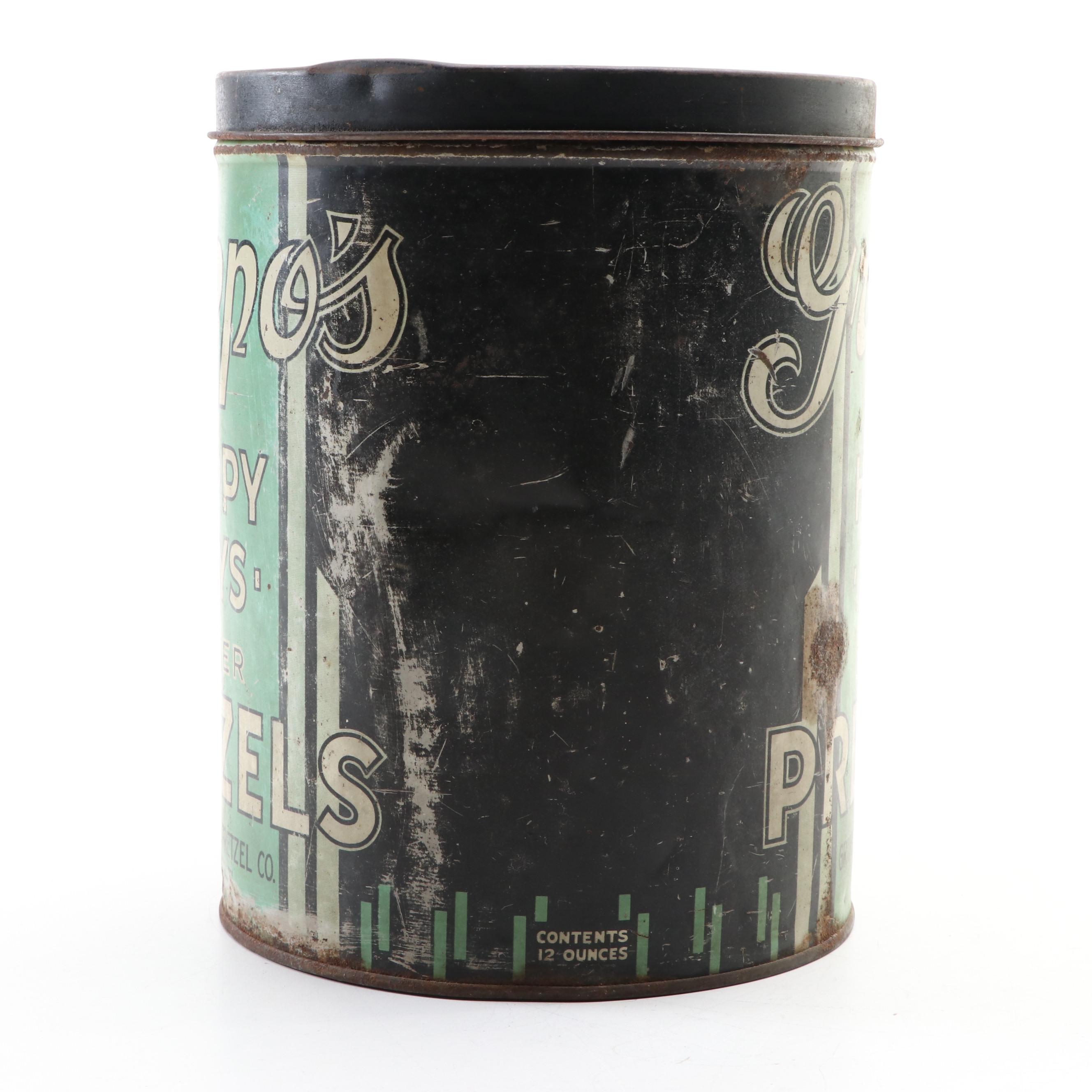 Grippo's Happy Days Butter Pretzels Tin, Mid-20th Century