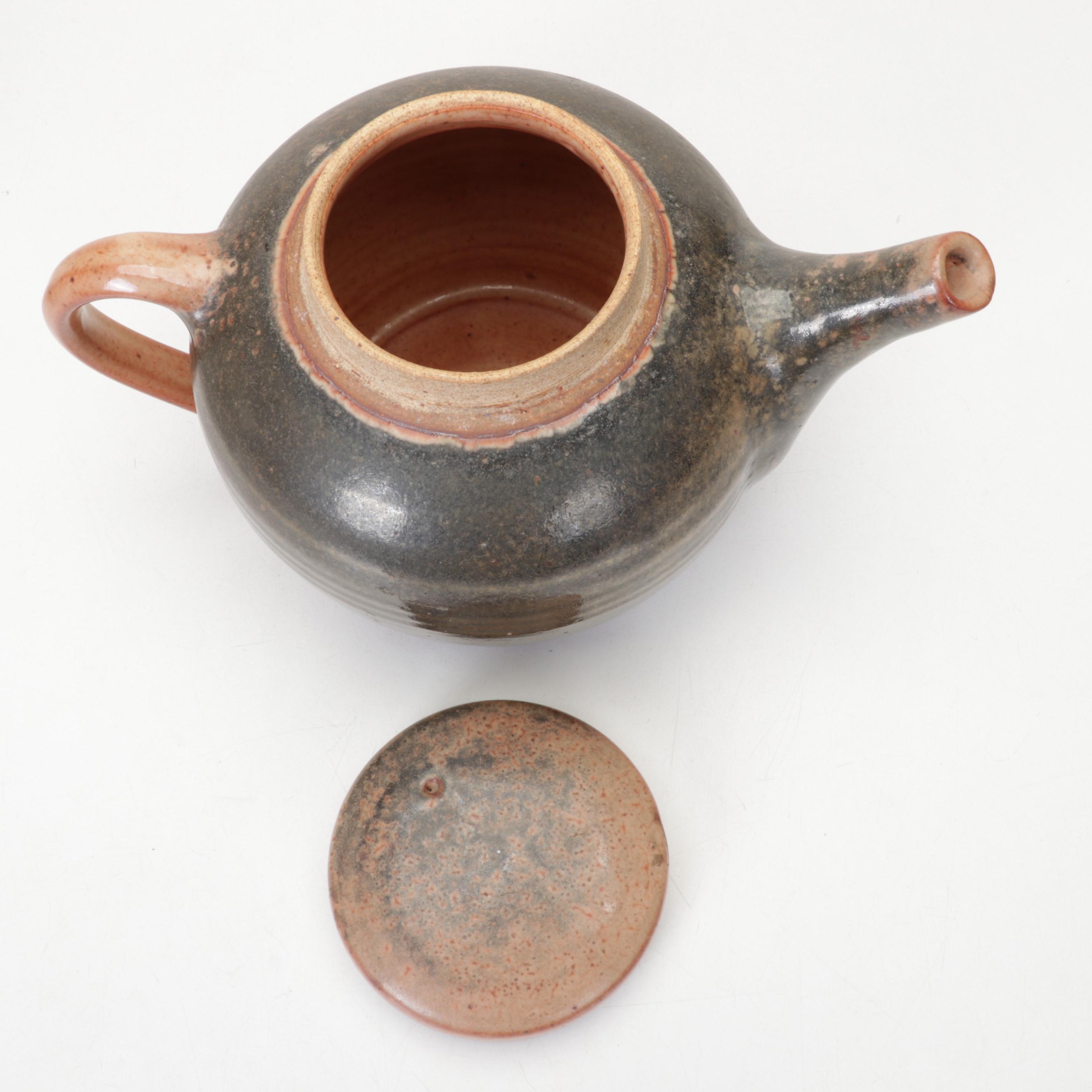 Pine Mills Pottery Teapot With Signed Art Pottery Vases