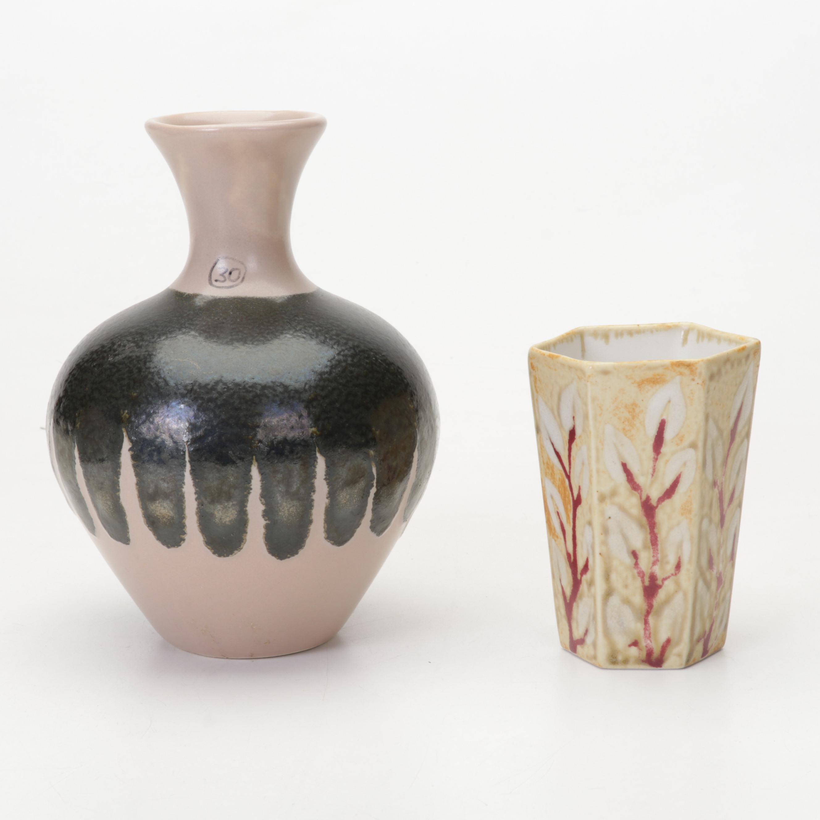 Pine Mills Pottery Teapot With Signed Art Pottery Vases