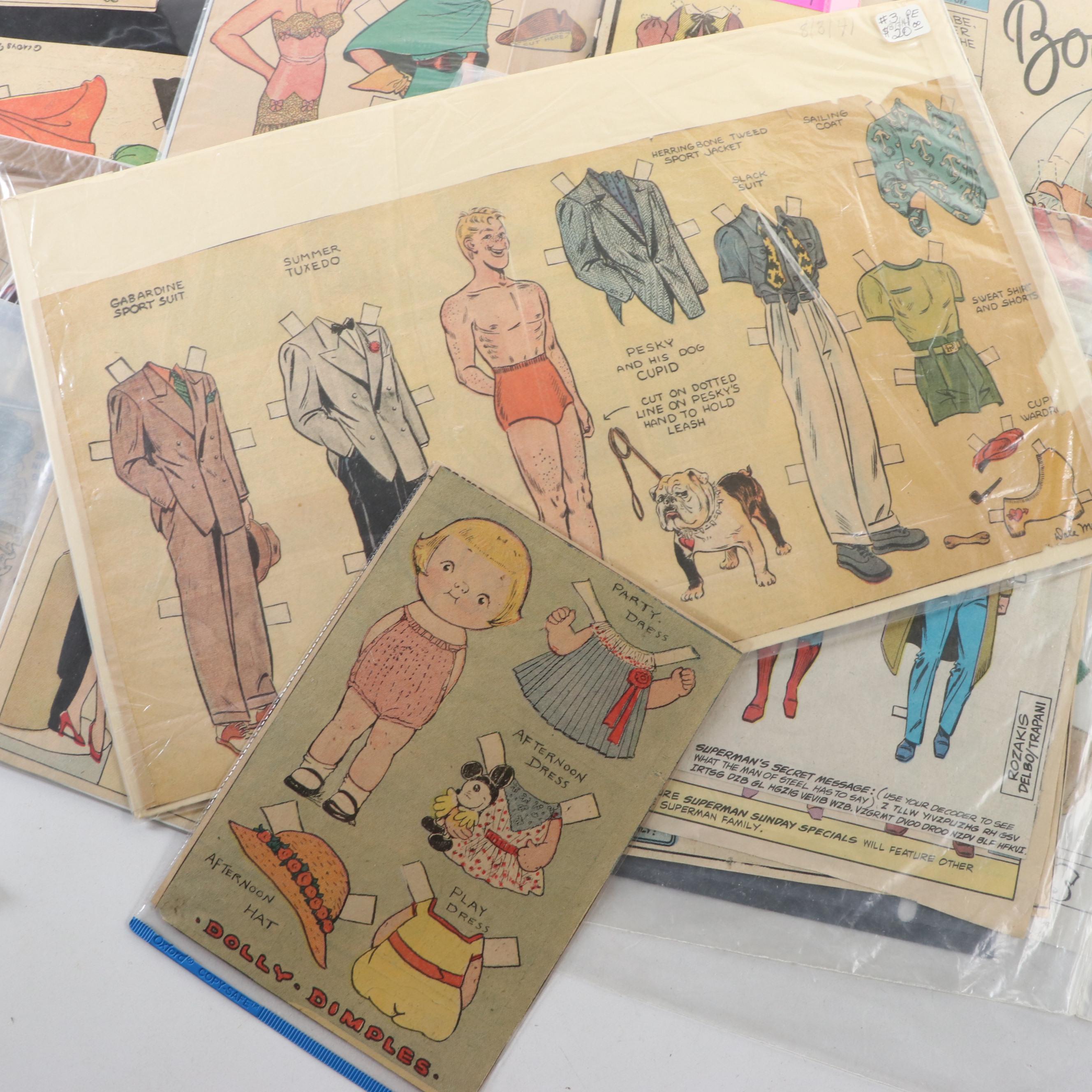 Peaky Blinders, Flash Gordon and More Uncut Newspaper Paper Dolls, Mid-20th C.