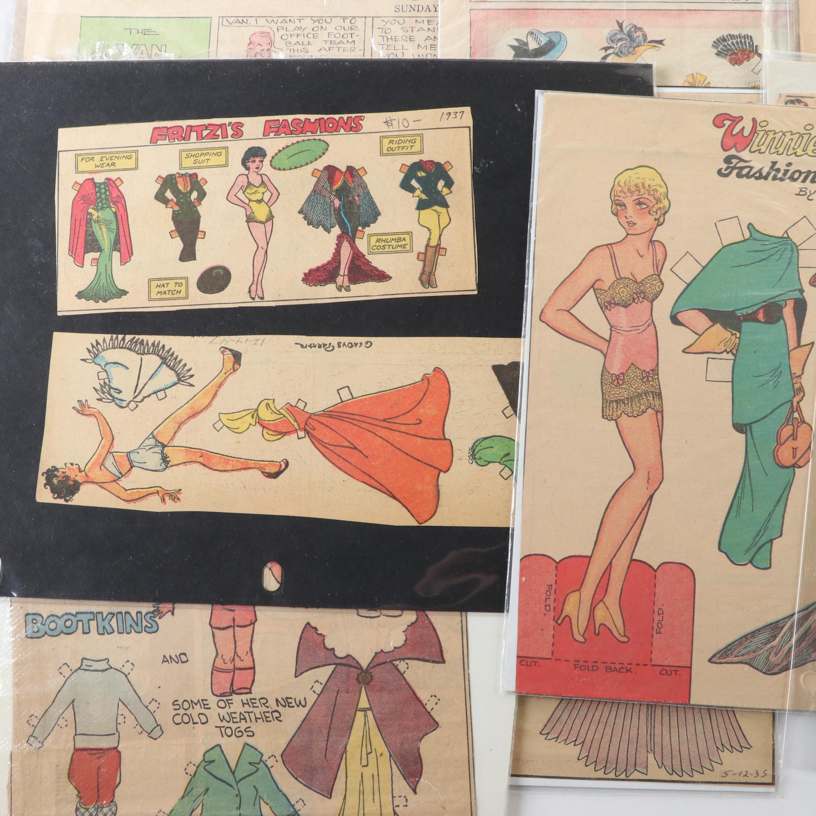 Peaky Blinders, Flash Gordon and More Uncut Newspaper Paper Dolls, Mid-20th C.