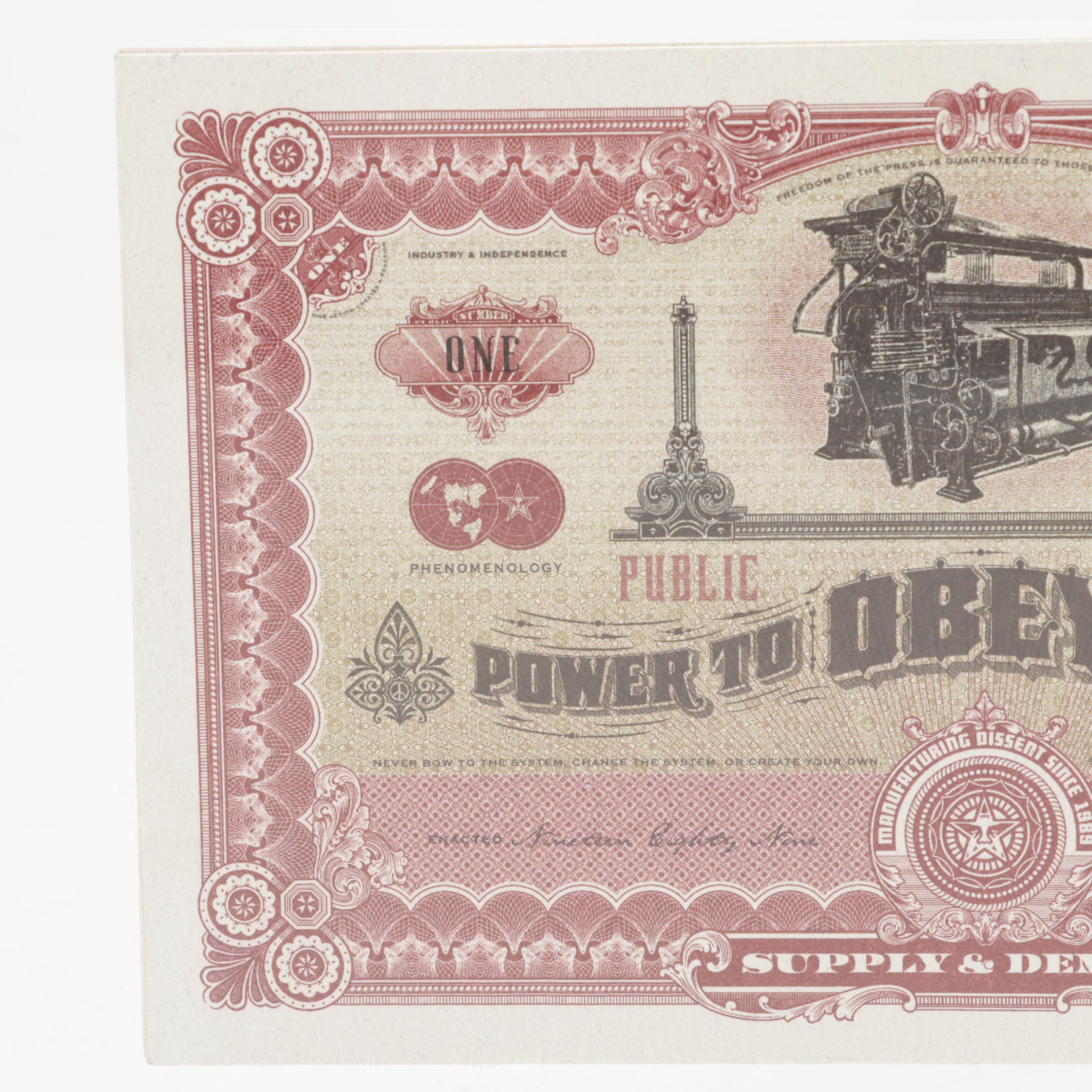 Shepard Fairey Offset Prints Under Lucite "2 Sides of Capitalism"