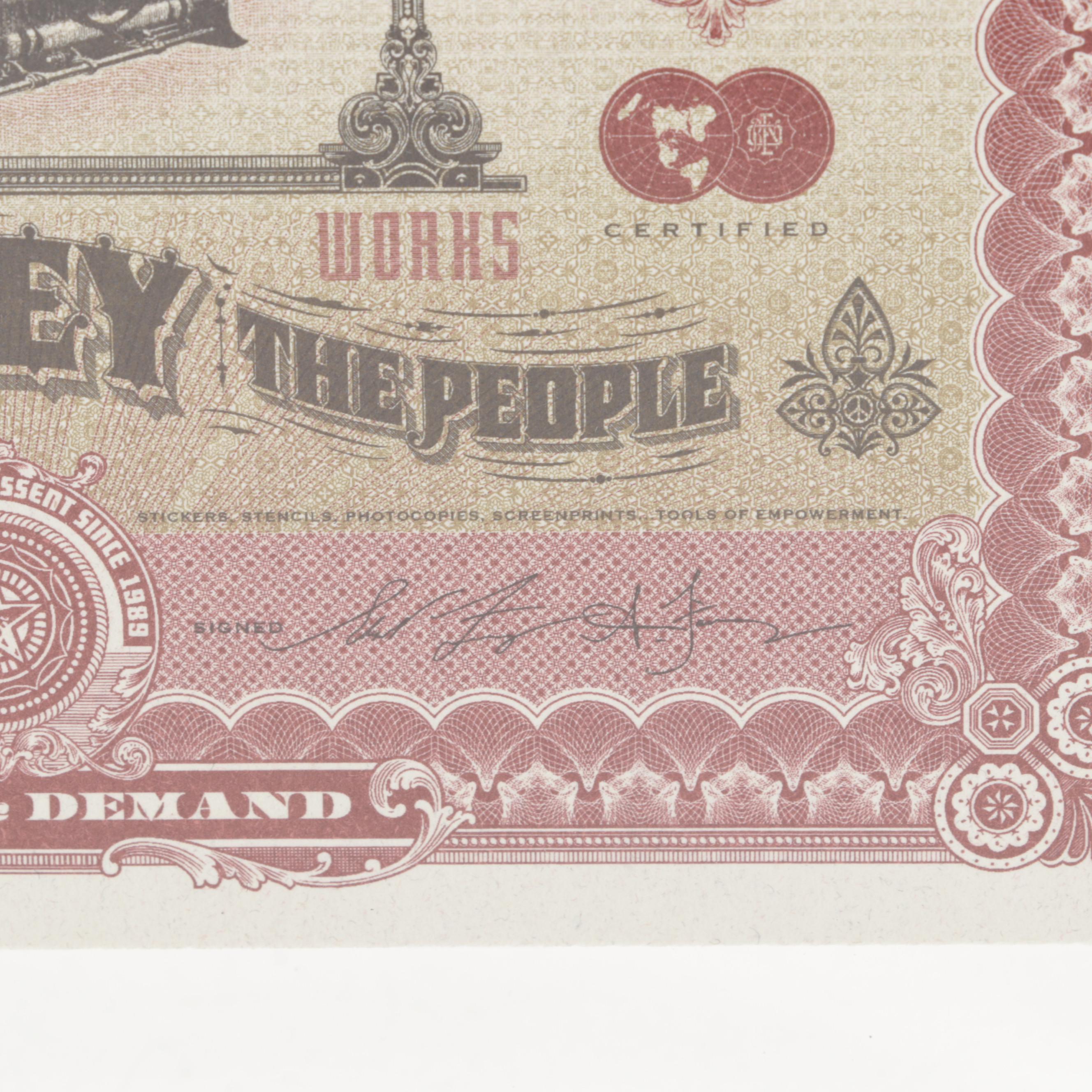 Shepard Fairey Offset Prints Under Lucite "2 Sides of Capitalism"