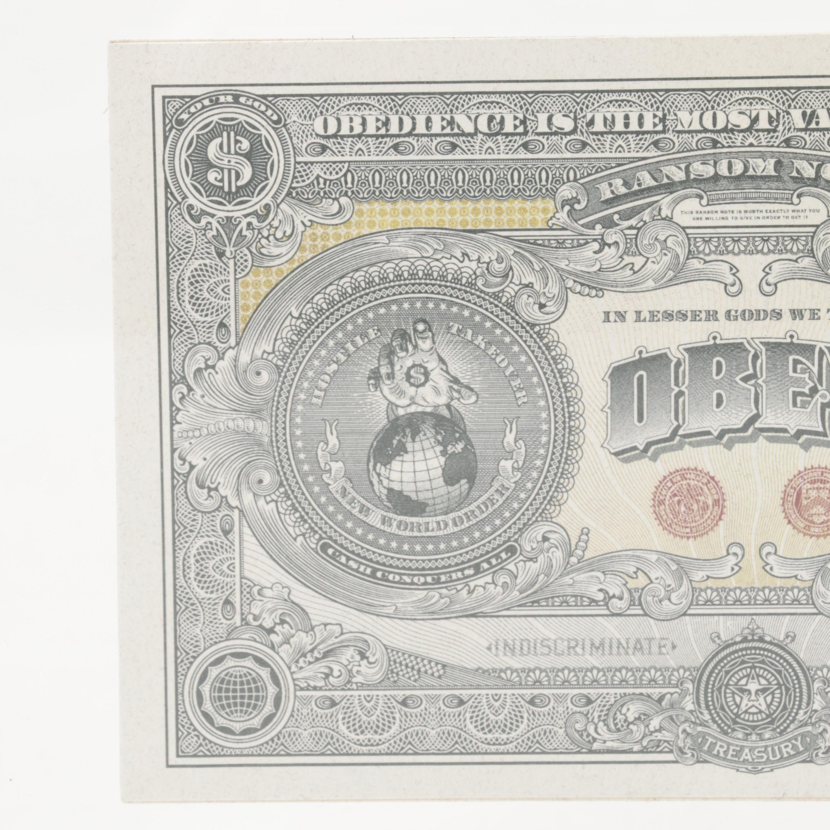 Shepard Fairey Offset Prints Under Lucite "2 Sides of Capitalism"