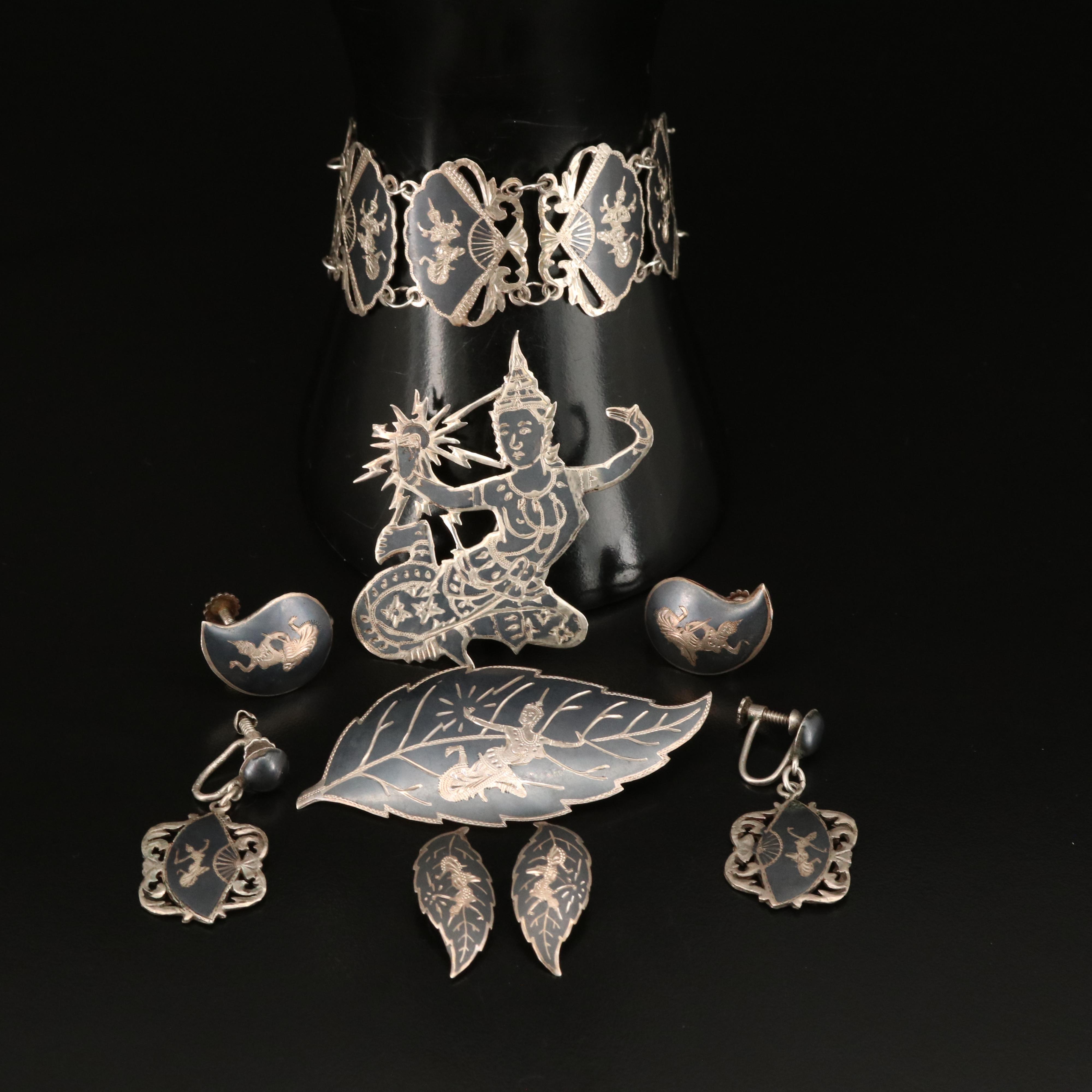 Sterling Thai Niello Dancer Jewelry Selection
