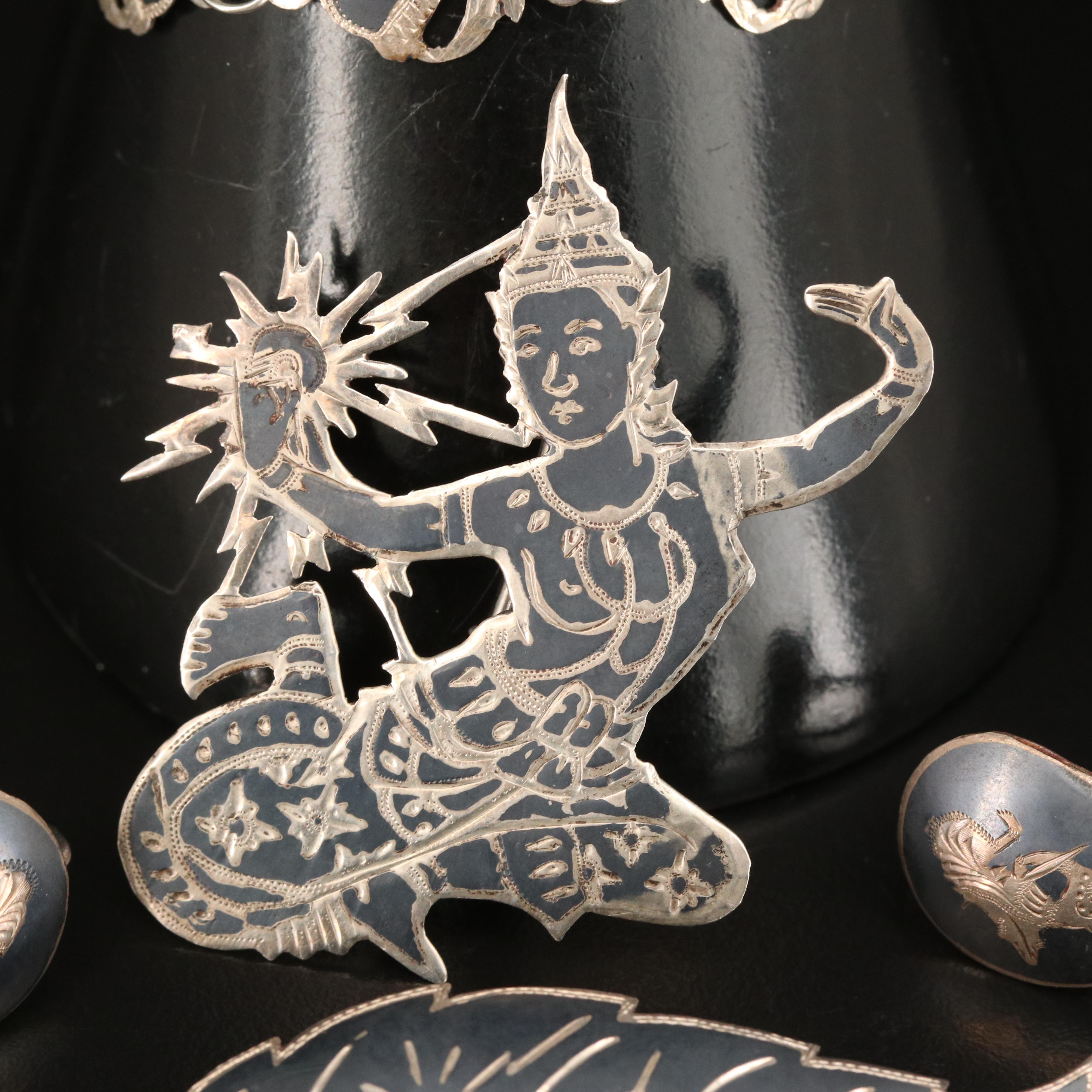 Sterling Thai Niello Dancer Jewelry Selection