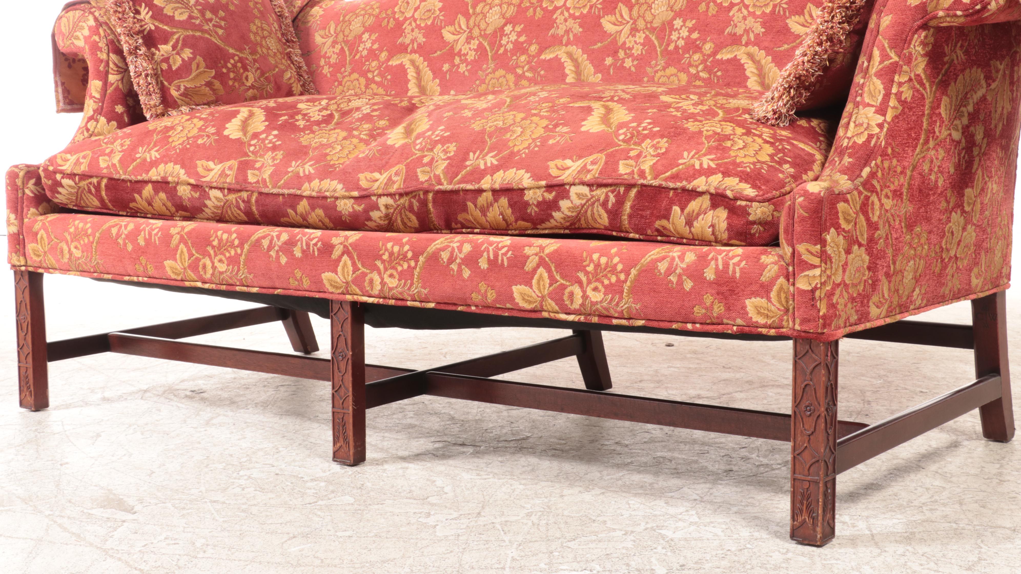 Kittinger "Colonial Williamsburg" Chippendale Style Upholstered Mahogany Sofa