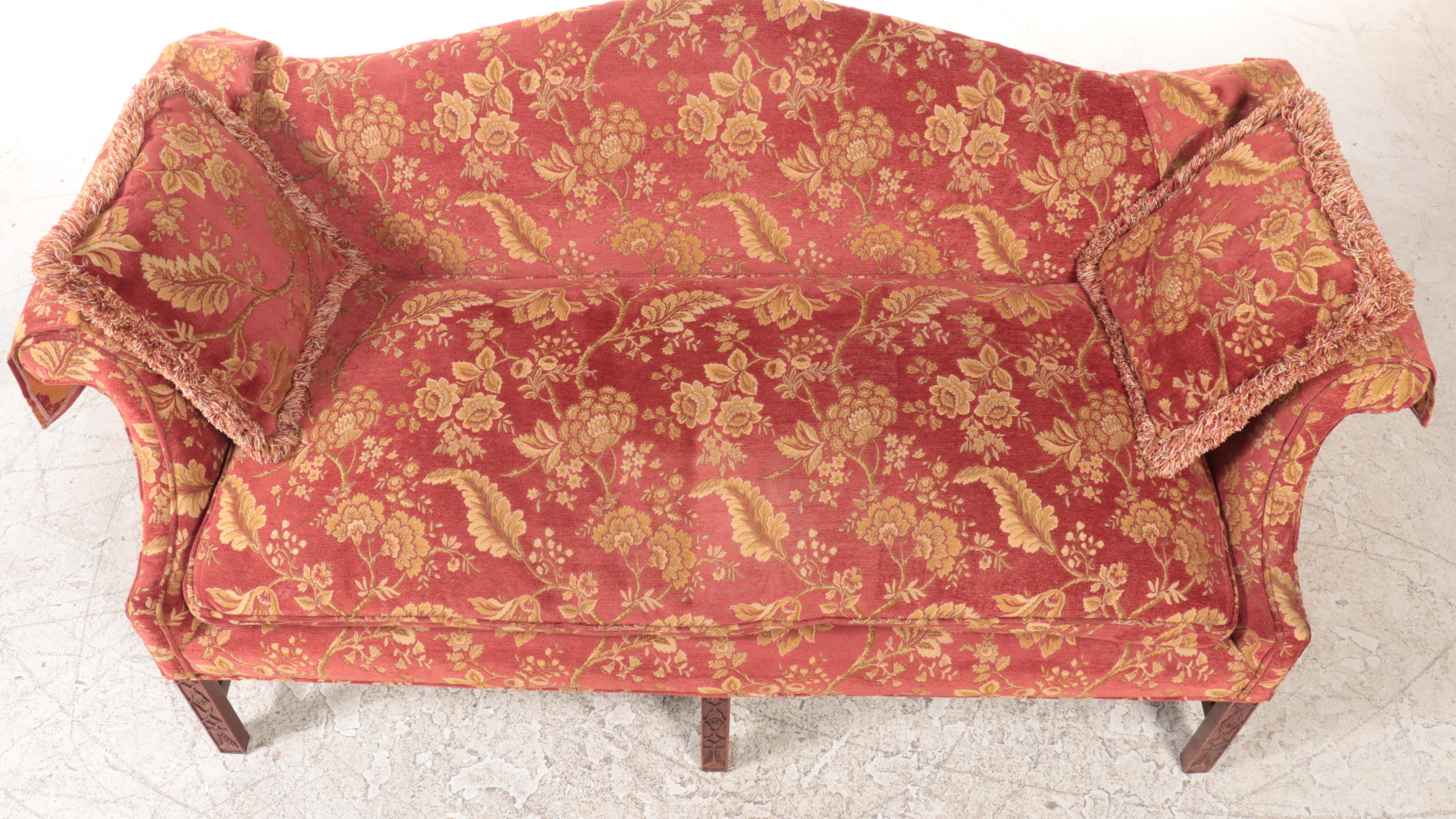 Kittinger "Colonial Williamsburg" Chippendale Style Upholstered Mahogany Sofa