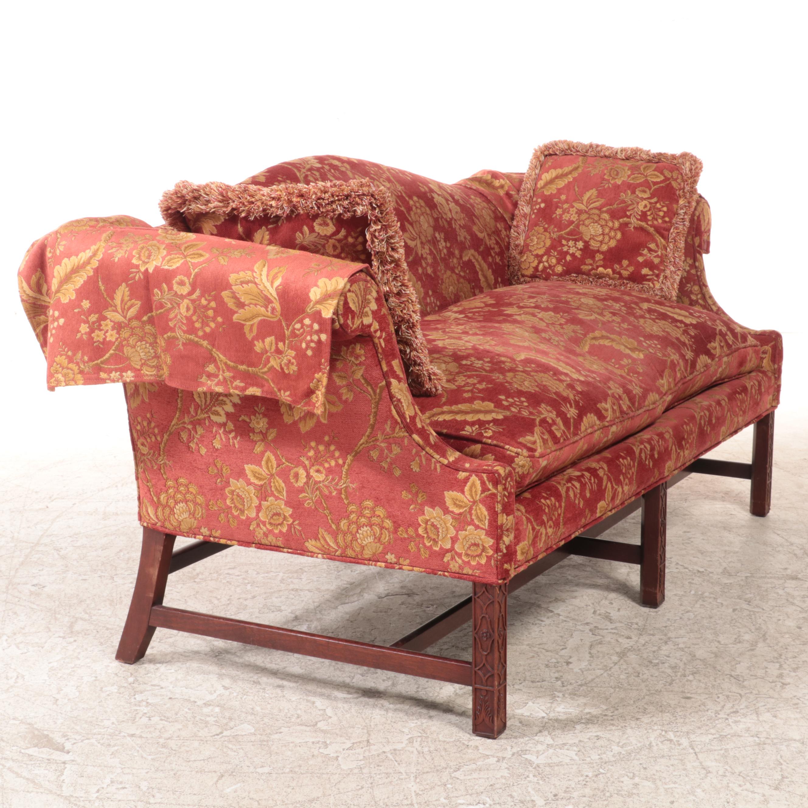 Kittinger "Colonial Williamsburg" Chippendale Style Upholstered Mahogany Sofa