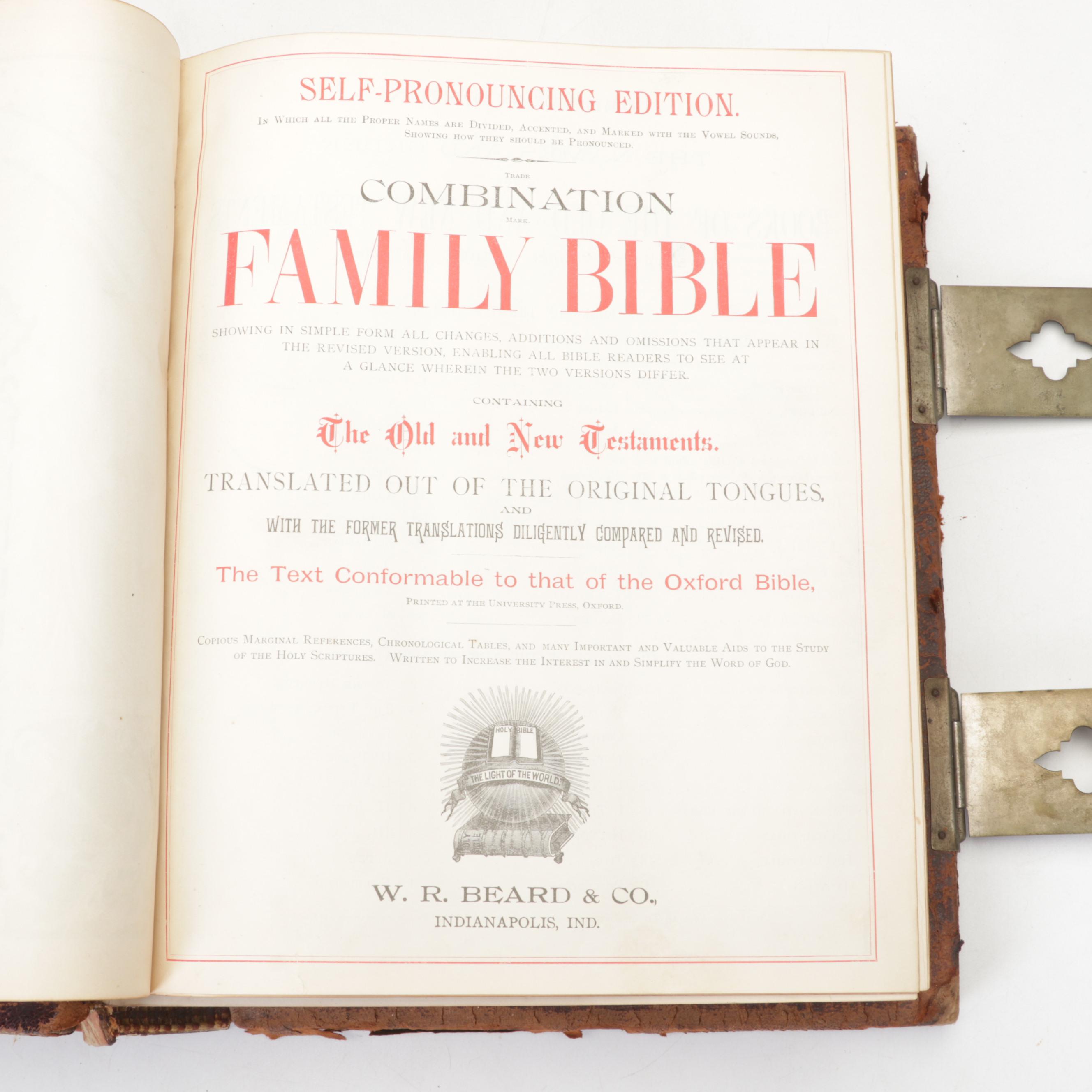 Embossed Leather Bound Holy Bible Self-Pronouncing Edition,1895