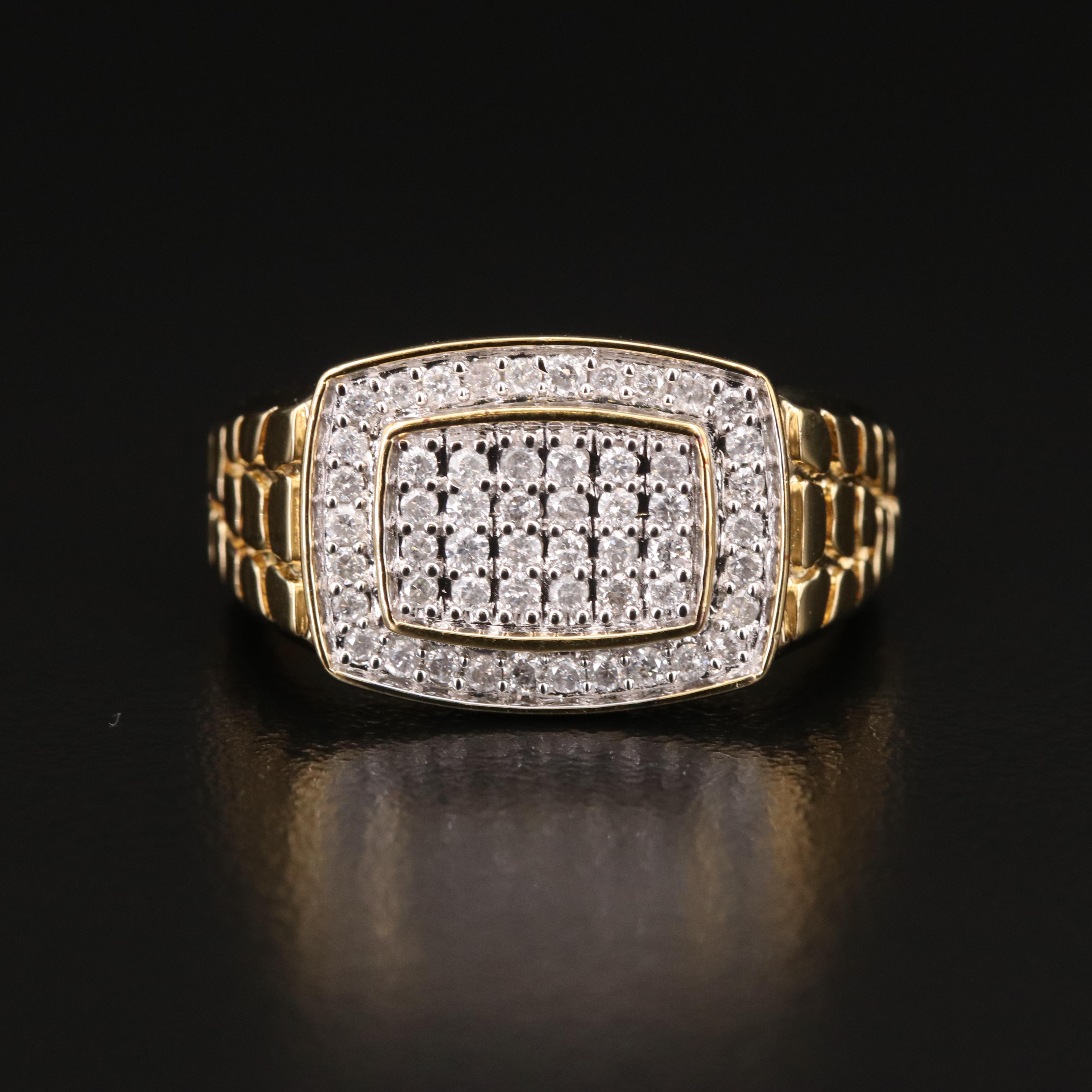 Sterling Diamond Layered Ring with Textured Design