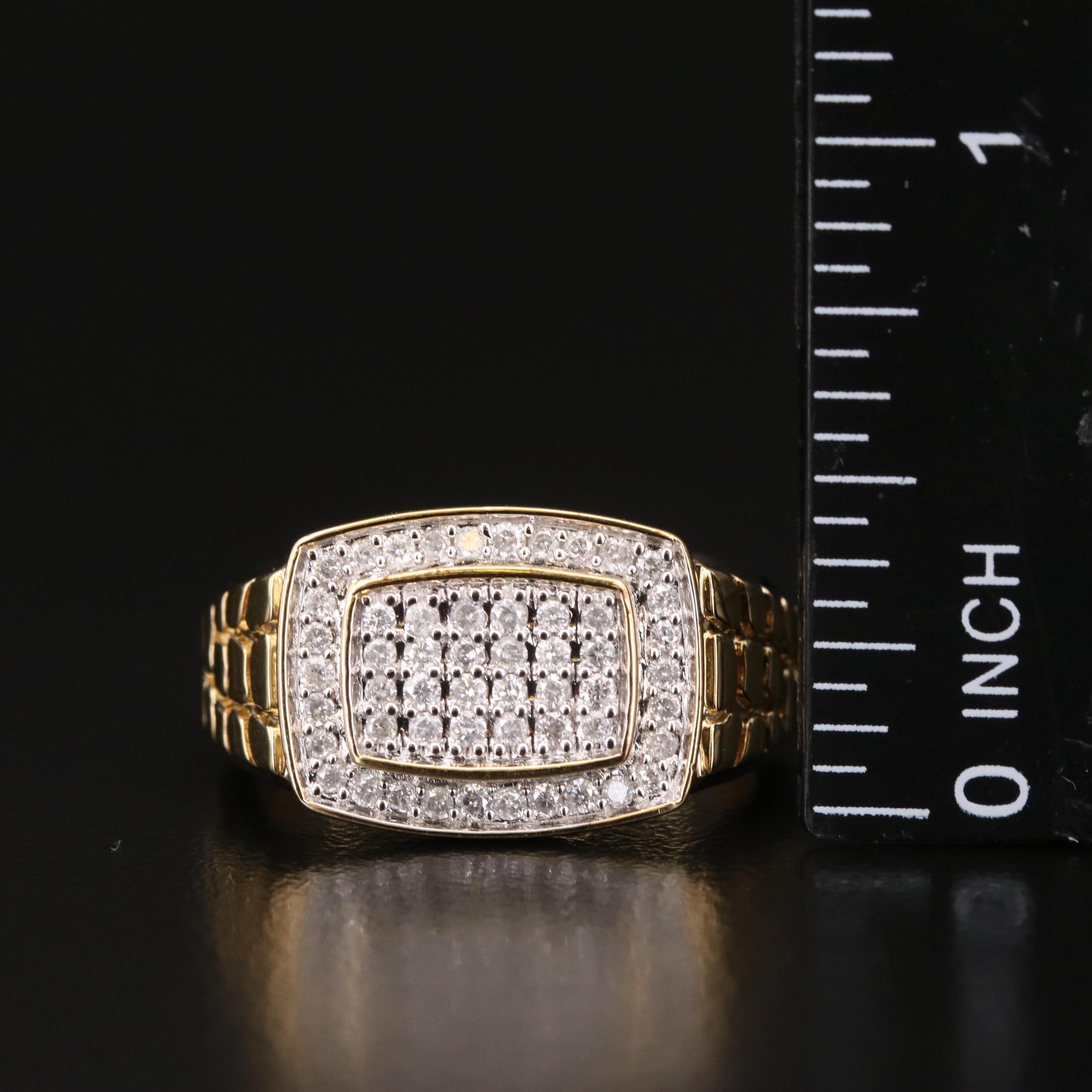 Sterling Diamond Layered Ring with Textured Design