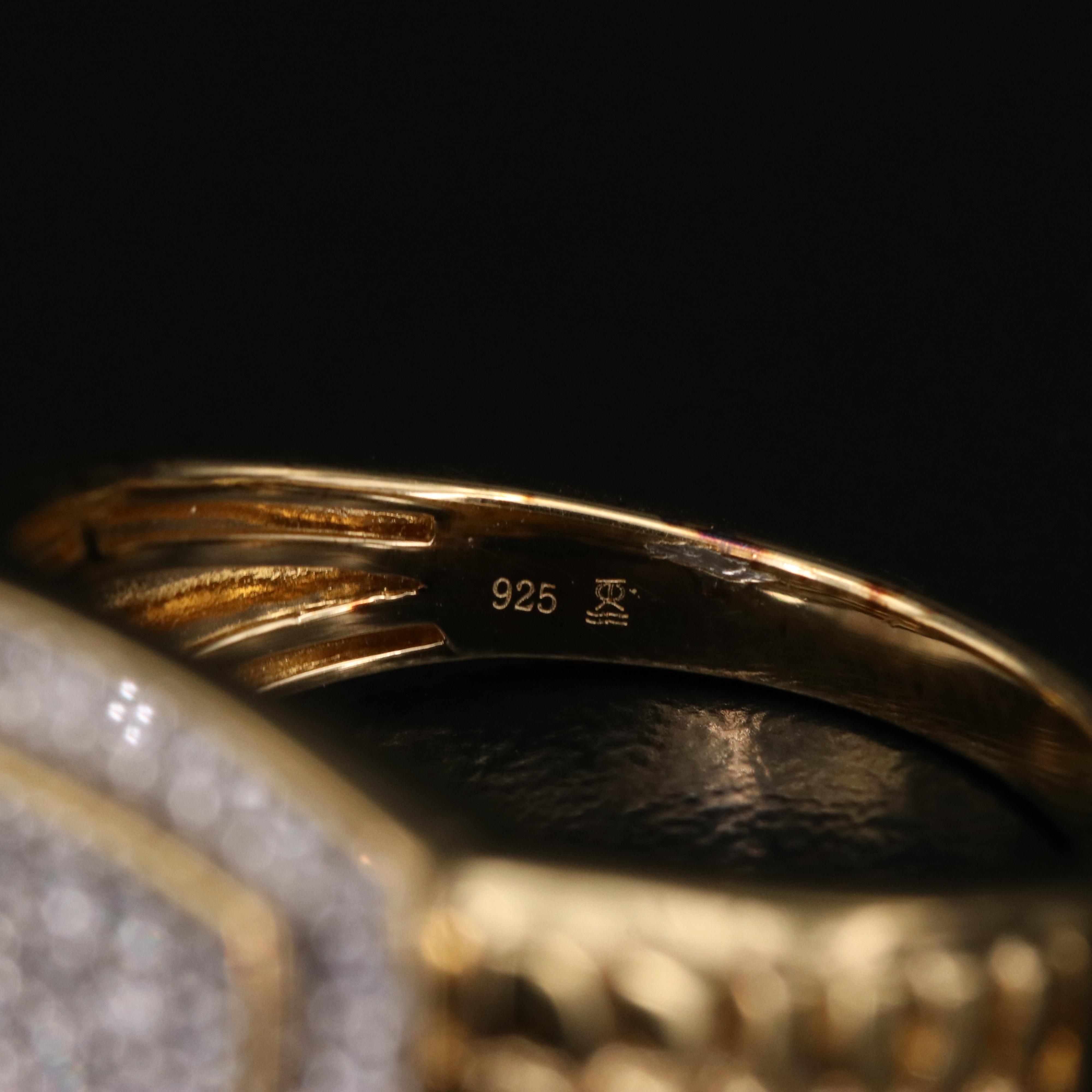 Sterling Diamond Layered Ring with Textured Design